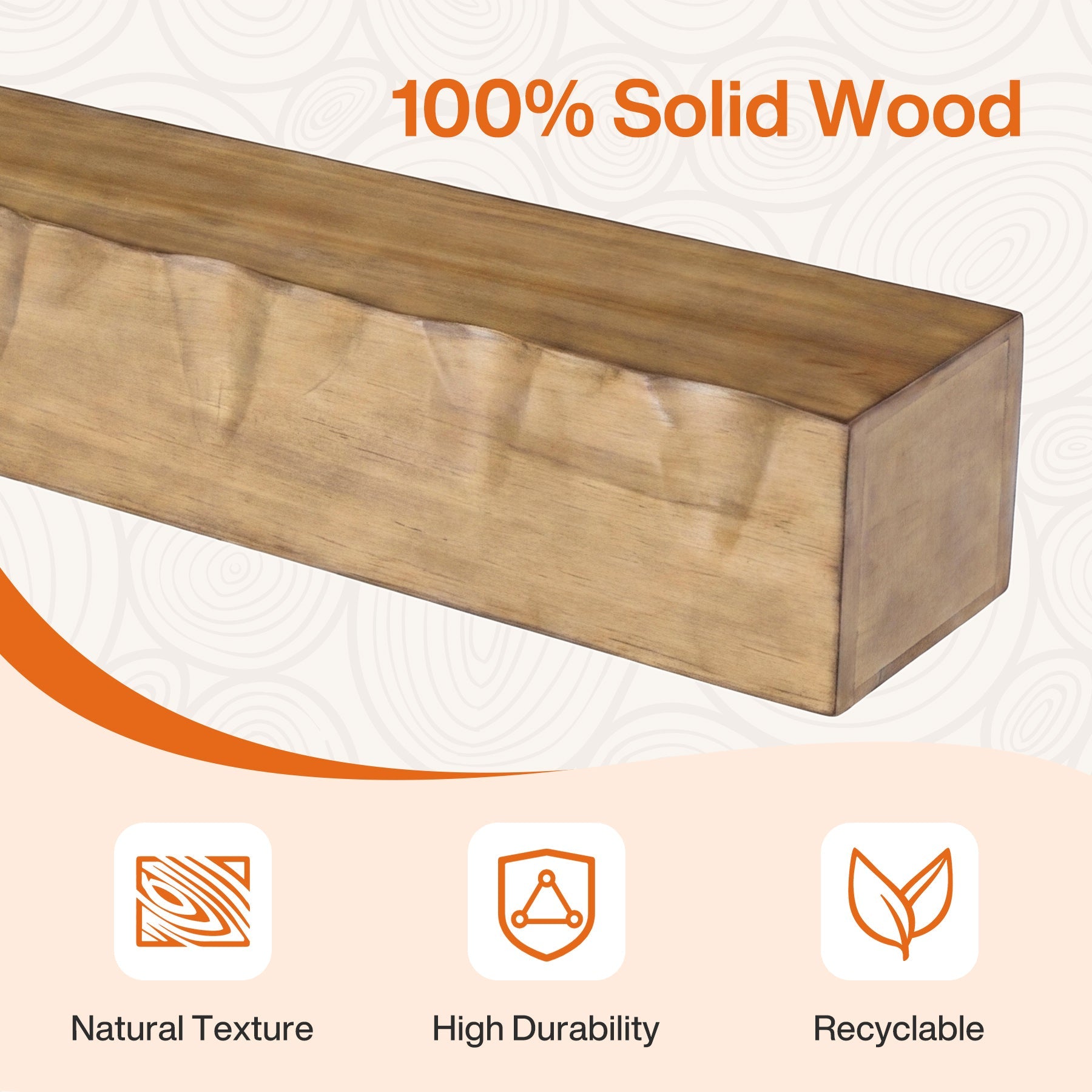 63" Fireplace Mantel Shelf, Solid Wood Wall Floating Mantel Shelf for Over Fireplace
