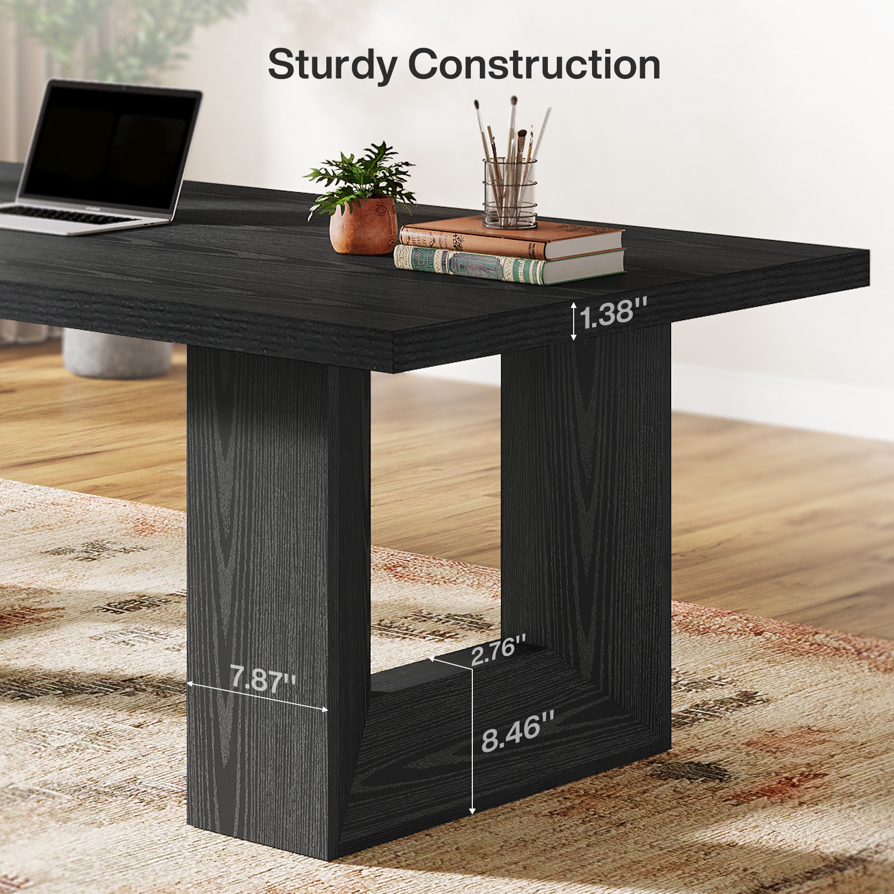 62.99" Home Office Desk, Farmhouse Executive Desk Computer Table for Office