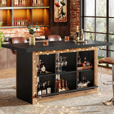 Rectangular Bar Table, 62.6" Home Bar Cabinet Unit with 6 Spacious Cubbies 3