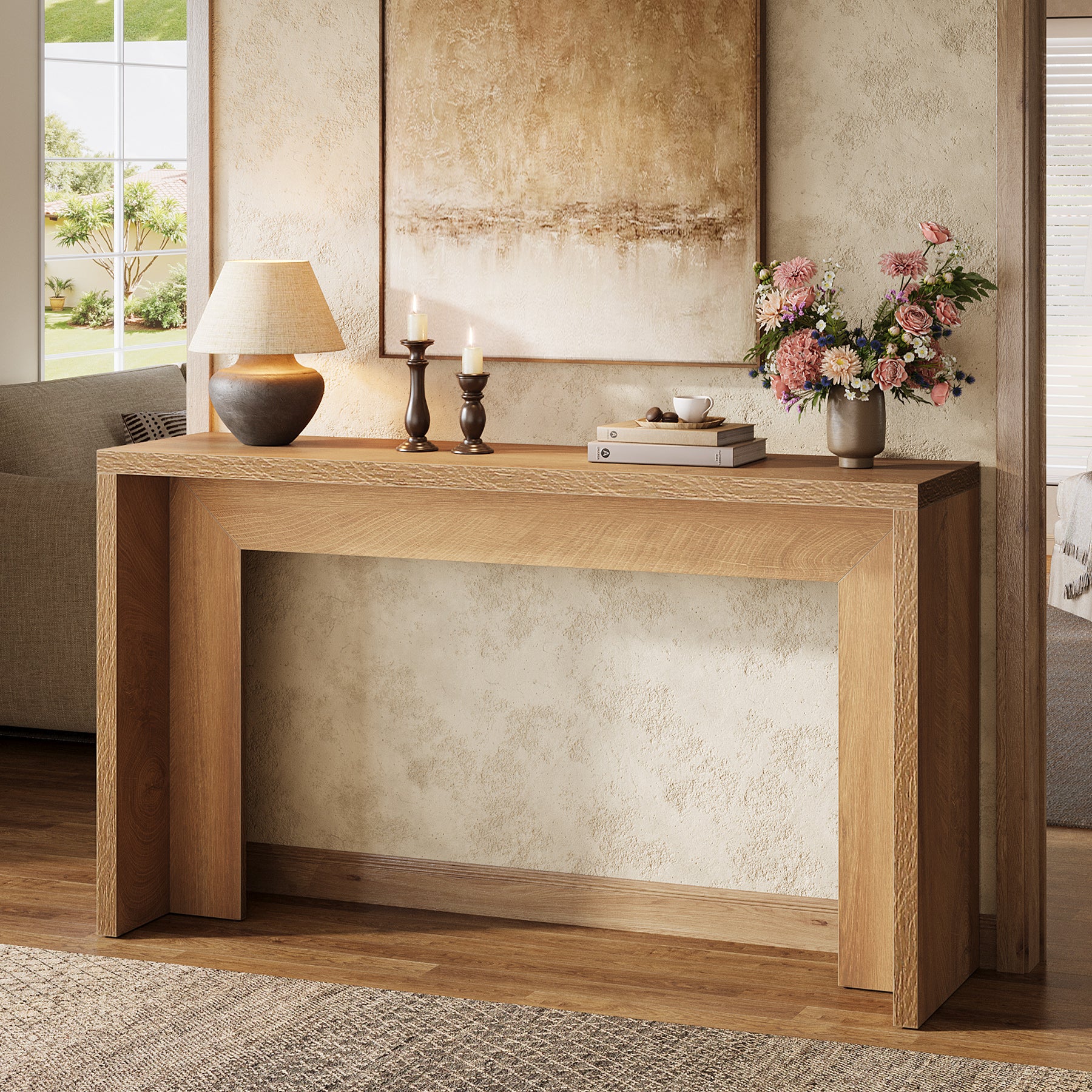 55" Farmhouse Console Table, Narrow Entryway Sofa Table for Living Room