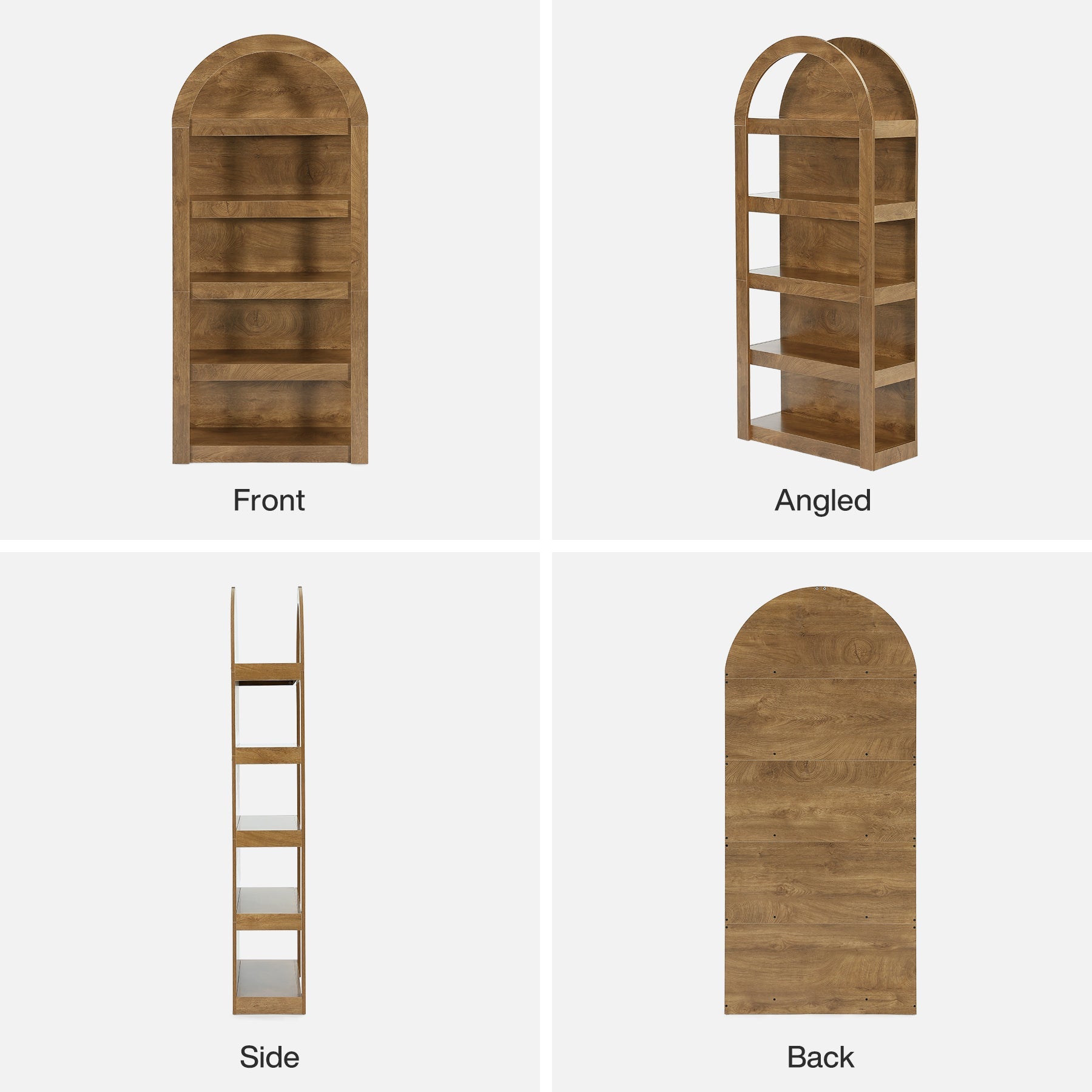 5-Tier Arched Bookshelf, 71" Tall Rack Bookcase Display Shelf for Home Office