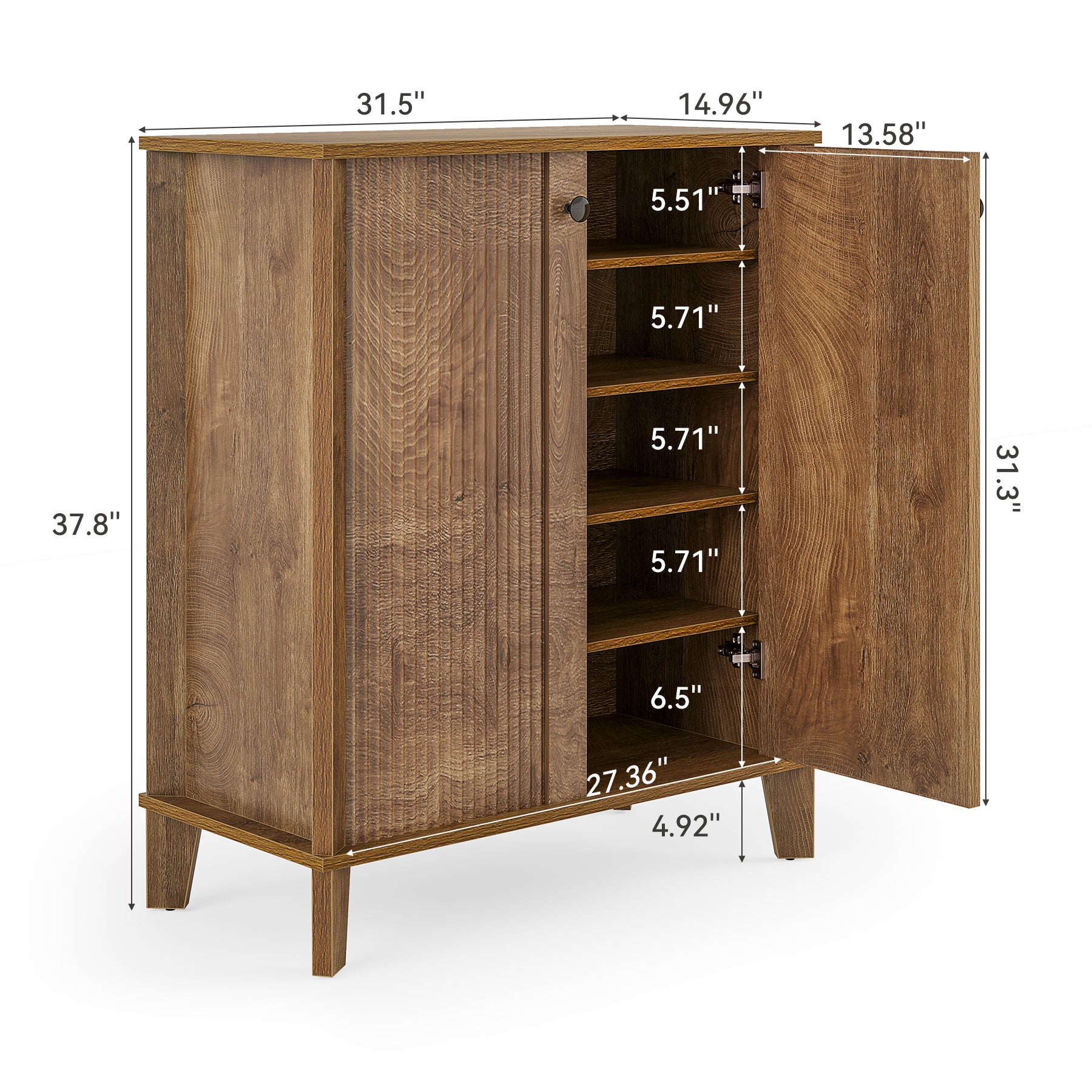 6-Tier Shoe Cabinet with Doors, 30 Pairs Entryway Shoes Rack Organizer