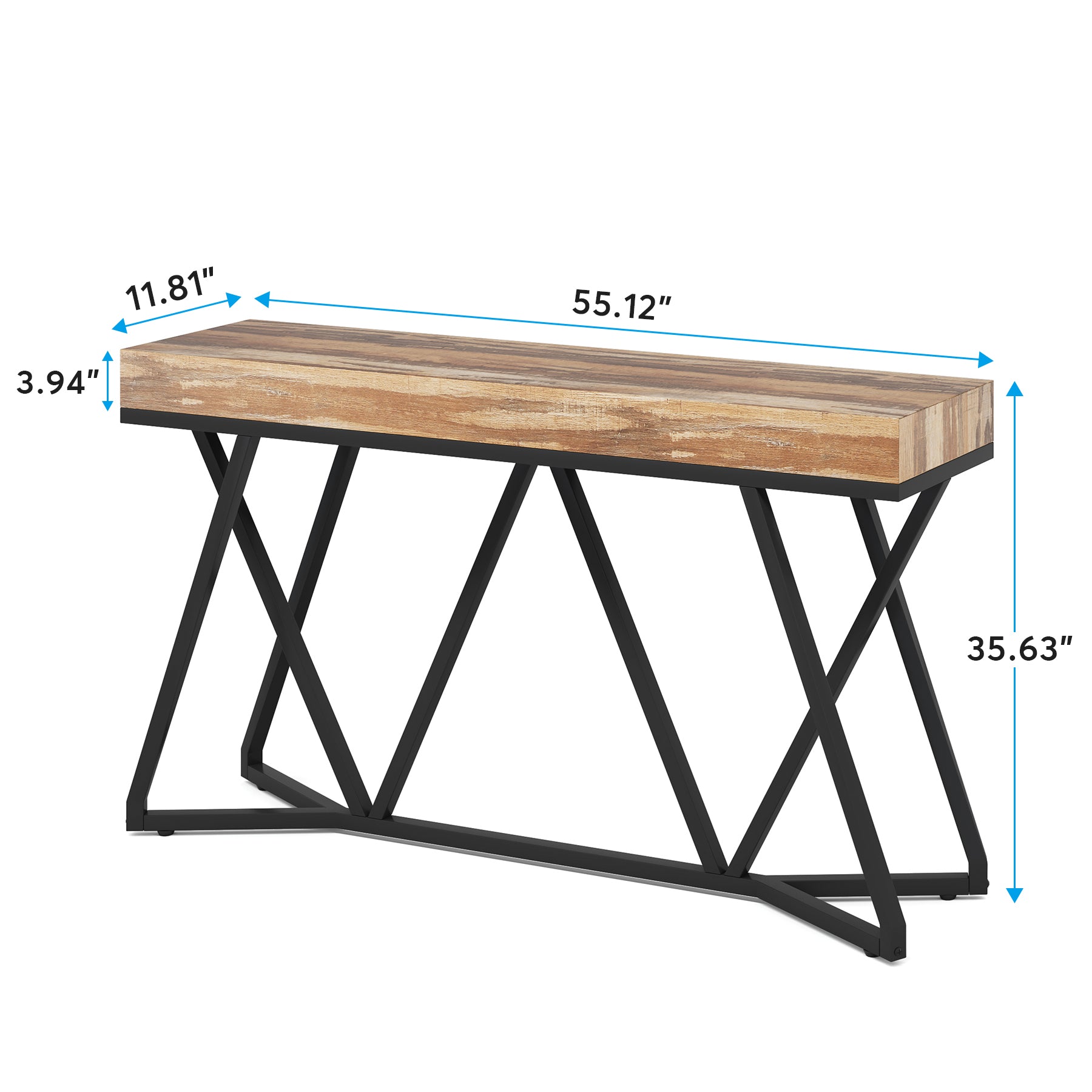Farmhouse Console Table, 55" Sofa Table Wood Entryway Table