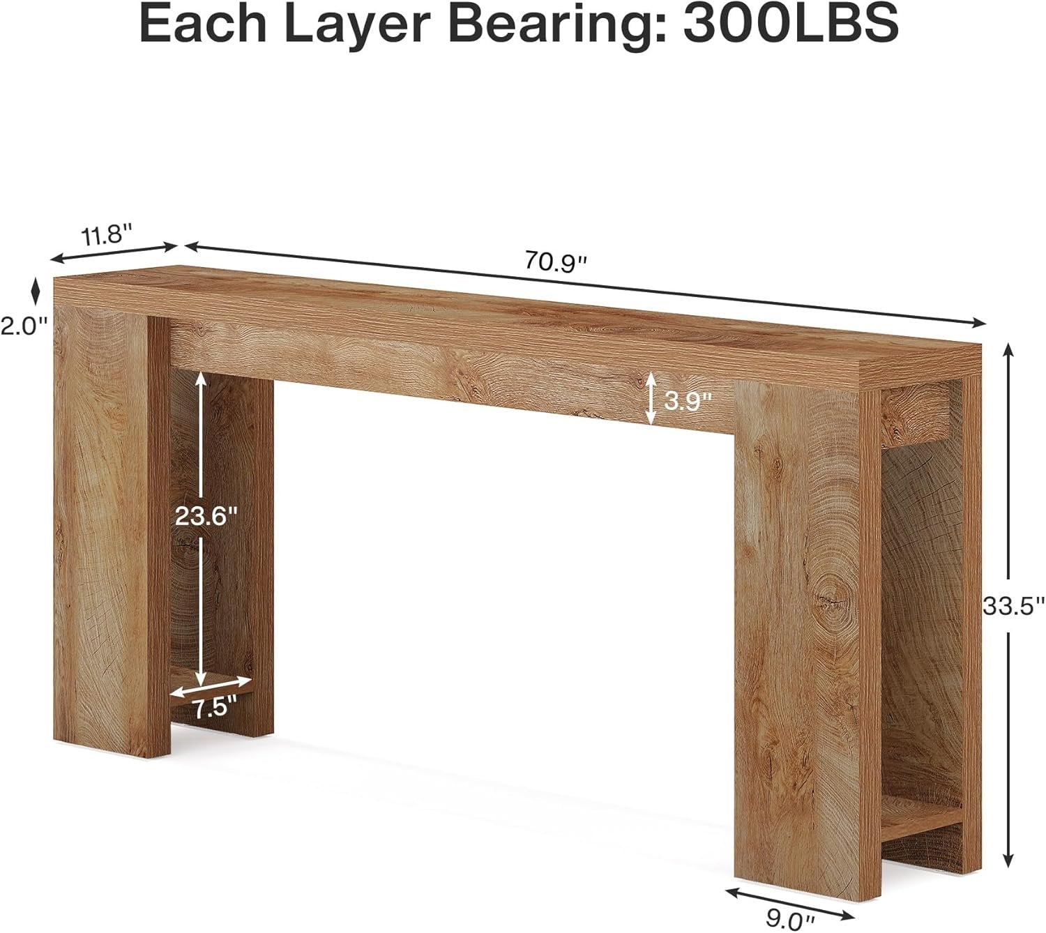 70.9" Wood Console Table, Farmhouse Sofa Table Entryway Table