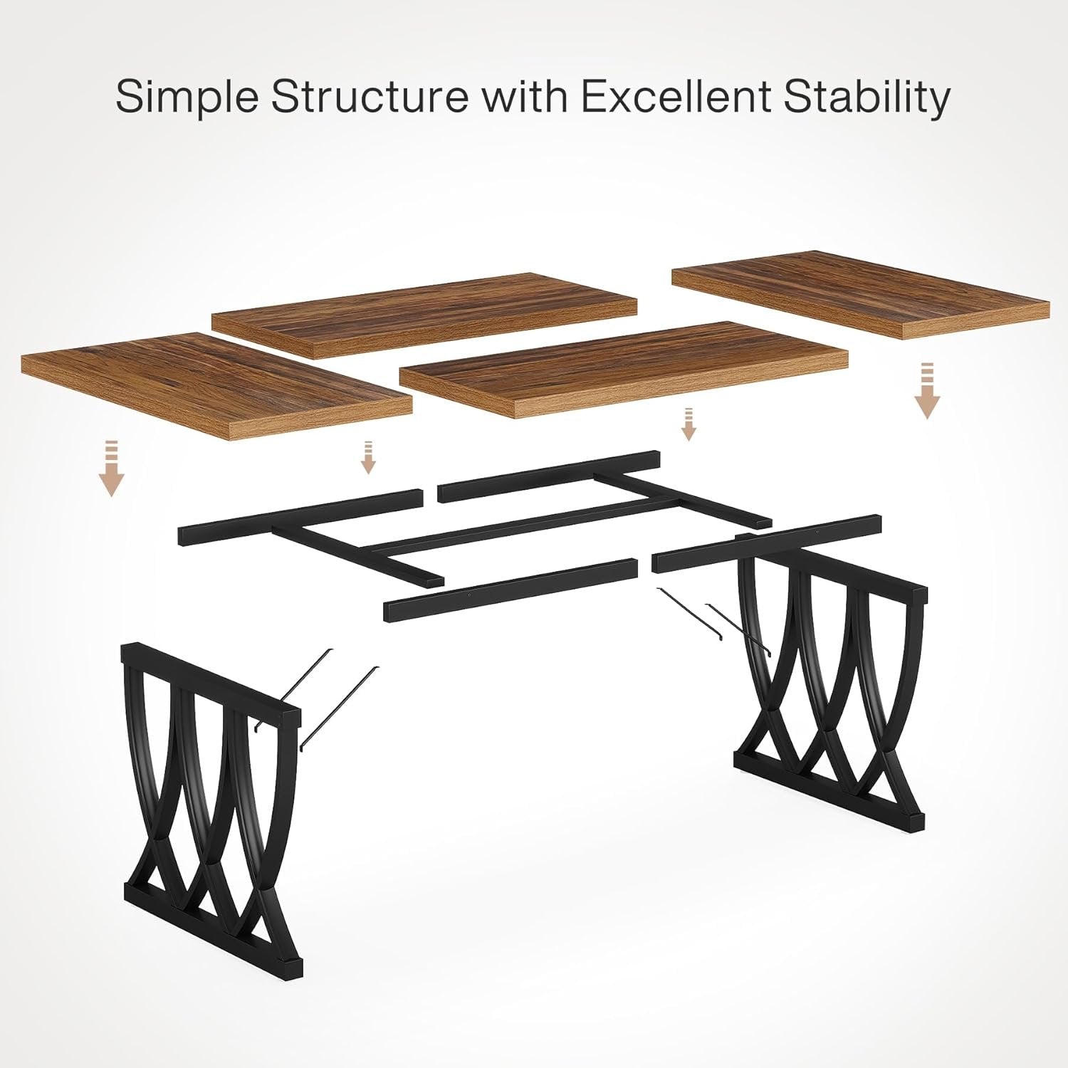 70.8" Executive Desk, Rectangle Office Computer Desk with Thick Metal Frame