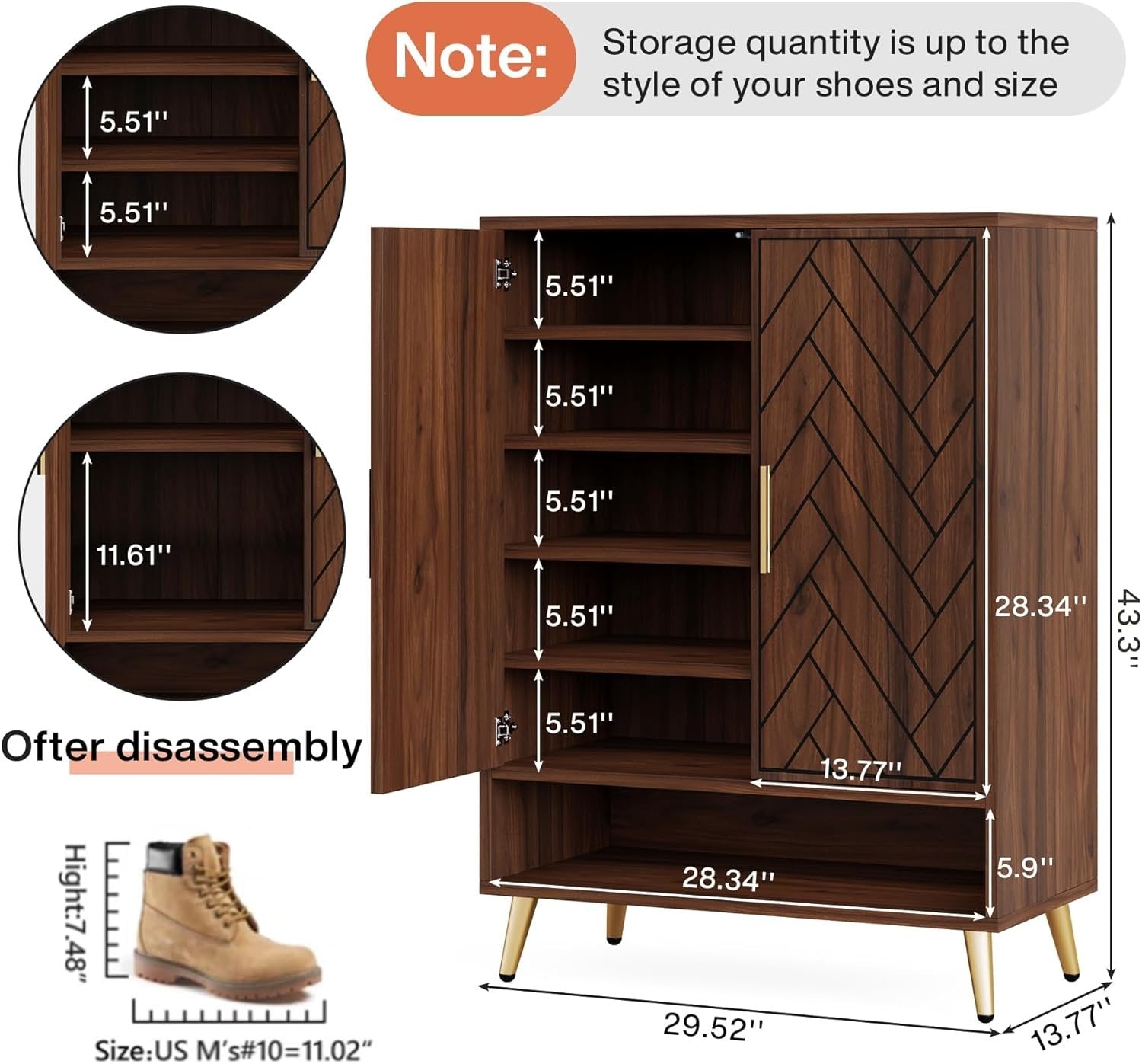 6-Tier Shoe Cabinet Shoe Organizer with Adjustable Shelves