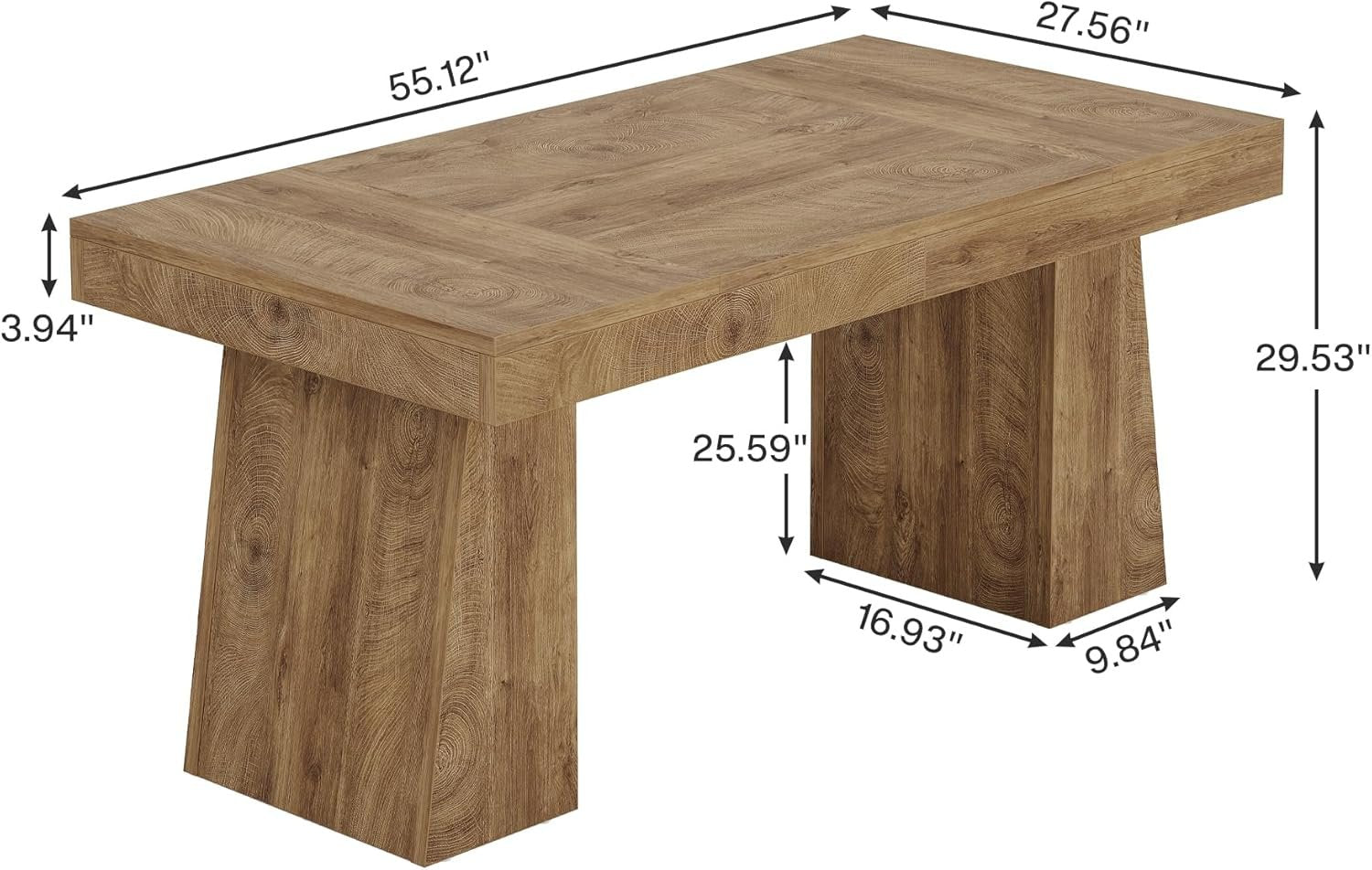 55" Dining Table for 4-6, Rectangular Kitchen Table with Sturdy Legs