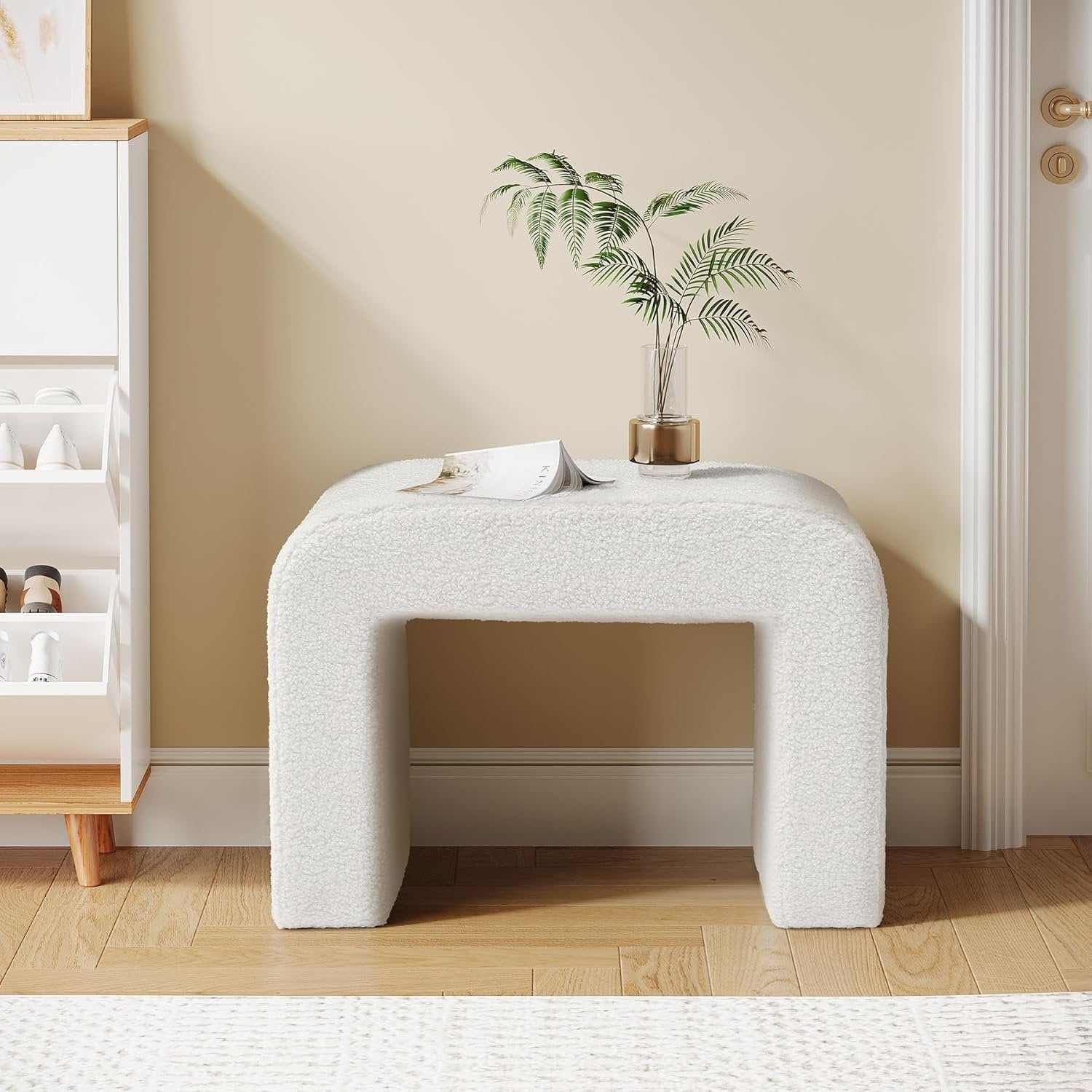 Modern Vanity Stool, Upholstered Ottoman Sofa Footrest for Entryway, Bedroom