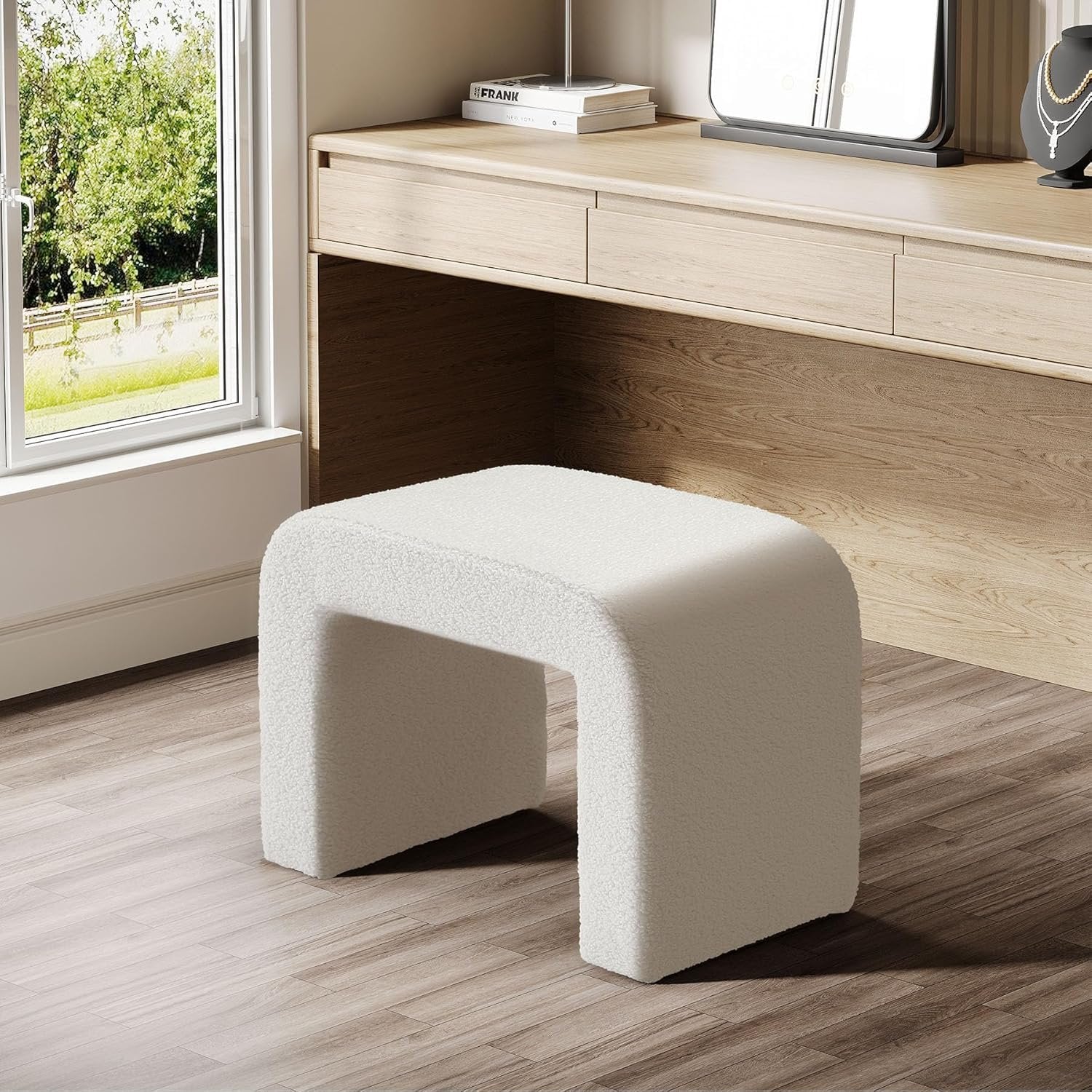 Modern Vanity Stool, Upholstered Ottoman Sofa Footrest for Entryway, Bedroom