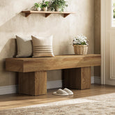 55" Entryway Bench, Farmhouse End of Bed Bench Long Dining Bench Tribesigns 3