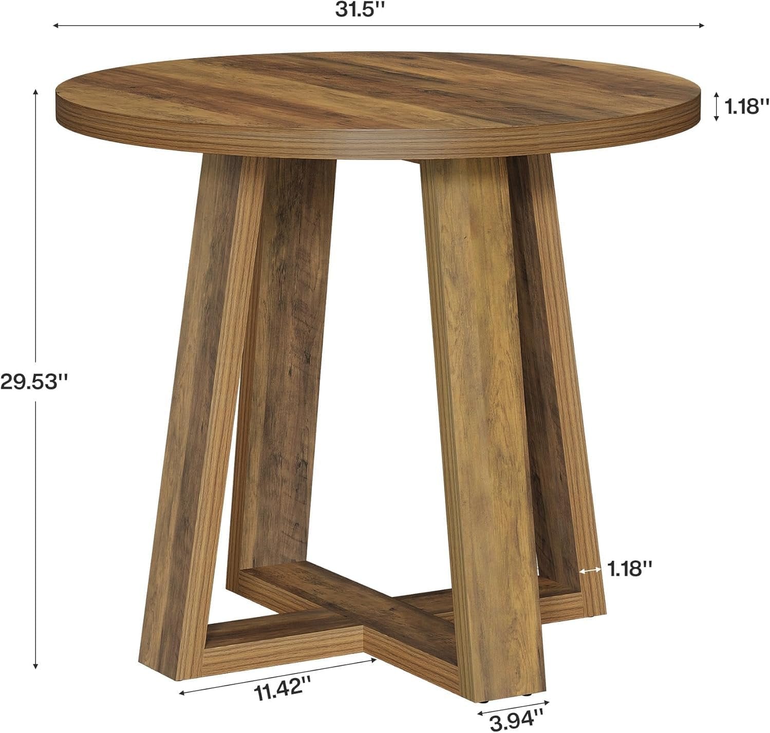 31.5" Round Dining Table, Small Farmhouse Kitchen Table for 2-4 People