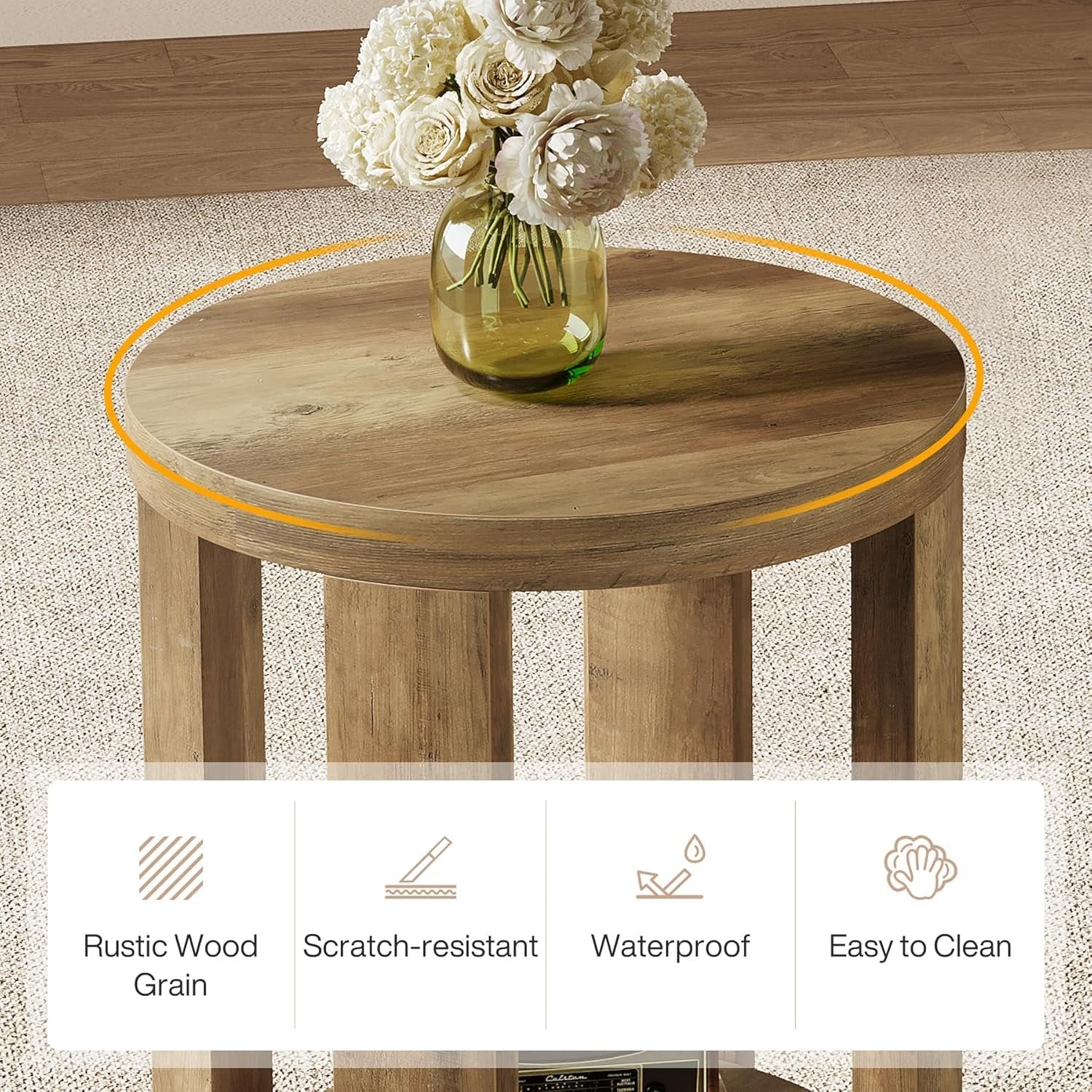 2-Tier Round End Table, Small Side Table Accent Table for Living Room