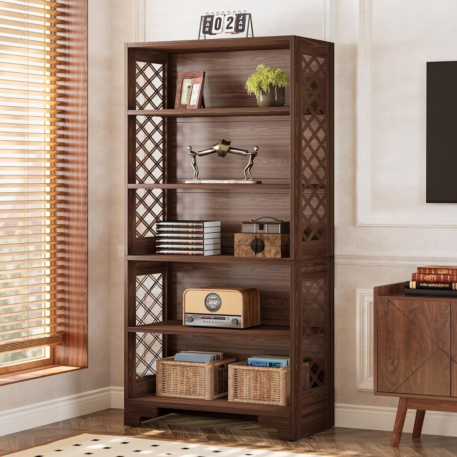 70.8" Freestanding Bookshelf, 6-Tier Bookcase Display Rack Storage Shelves