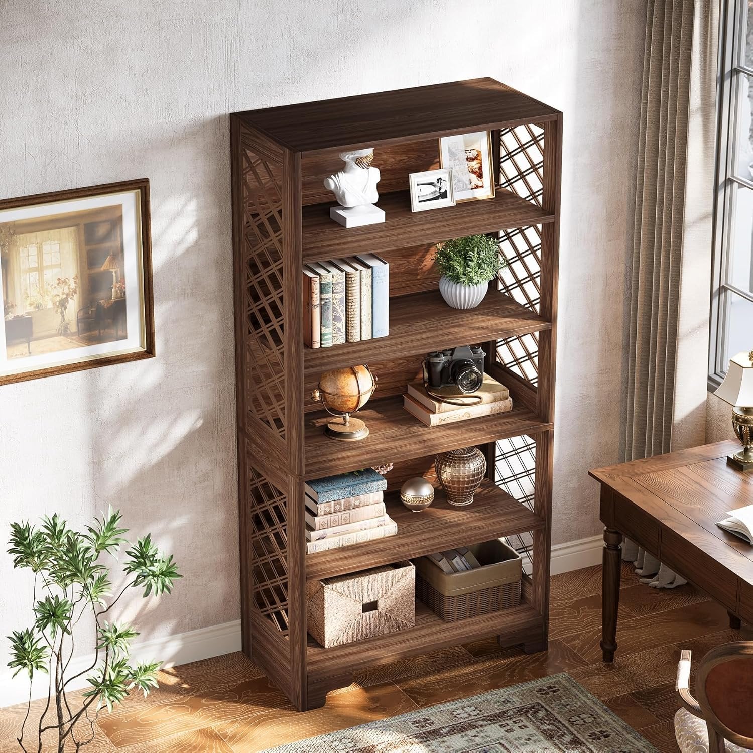 70.8" Freestanding Bookshelf, 6-Tier Bookcase Display Rack Storage Shelves