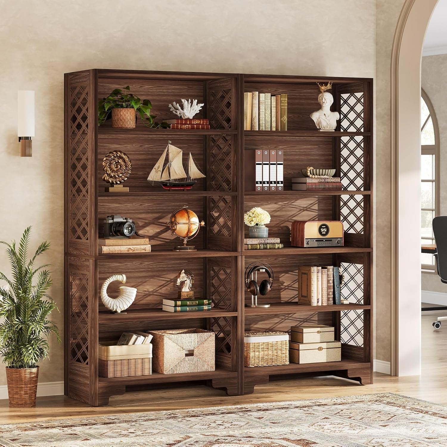 70.8" Freestanding Bookshelf, 6-Tier Bookcase Display Rack Storage Shelves