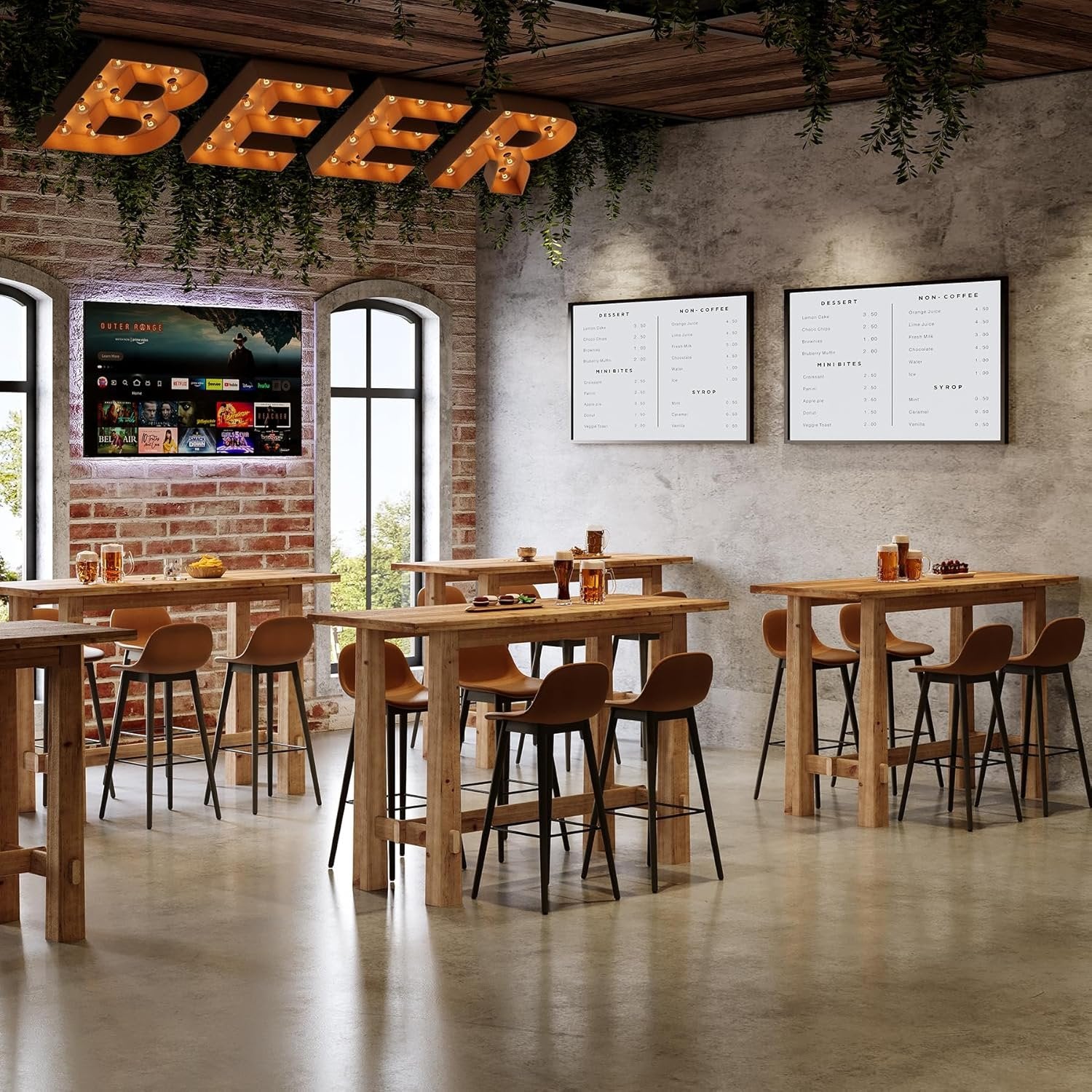 63" Bar Table,  Solid Wood Bar Height Pub Table Home Bar Unit