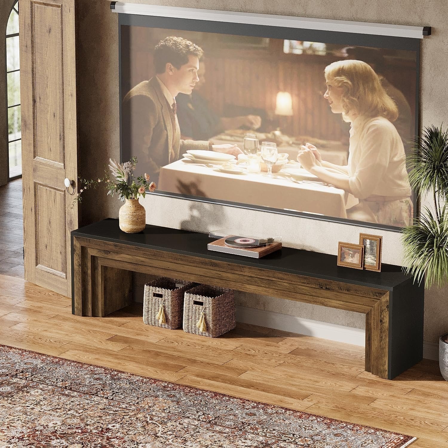 70.9" TV Stand, Wooden Entertainment Center Console for 75-Inch TVs