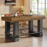 63" Counter Height Bar Table, Large High Top Pub Table Kitchen Island 3