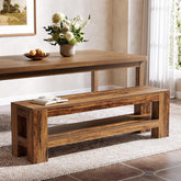 59" Dining Bench with Shelf, Farmhouse Kitchen Table Bench for Dining Room 3