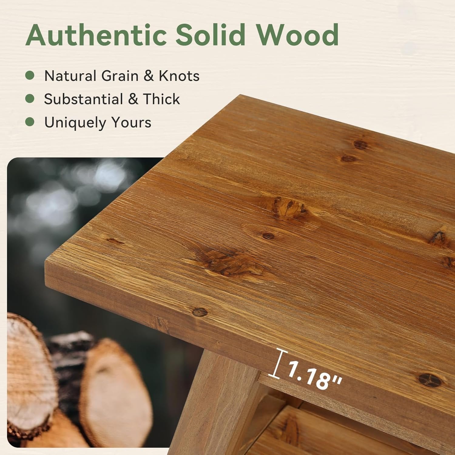 63" Solid Wood Dining Bench, Farmhouse Kitchen Bench Seating with Shelf