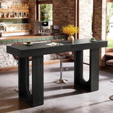 70.9" Long Bar Table, Rectangular Counter Height Pub Table Home Coffee Bar Unit 3