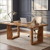 63" Solid Wood Executive Desk, Farmhouse Computer Desk for Home Office 3