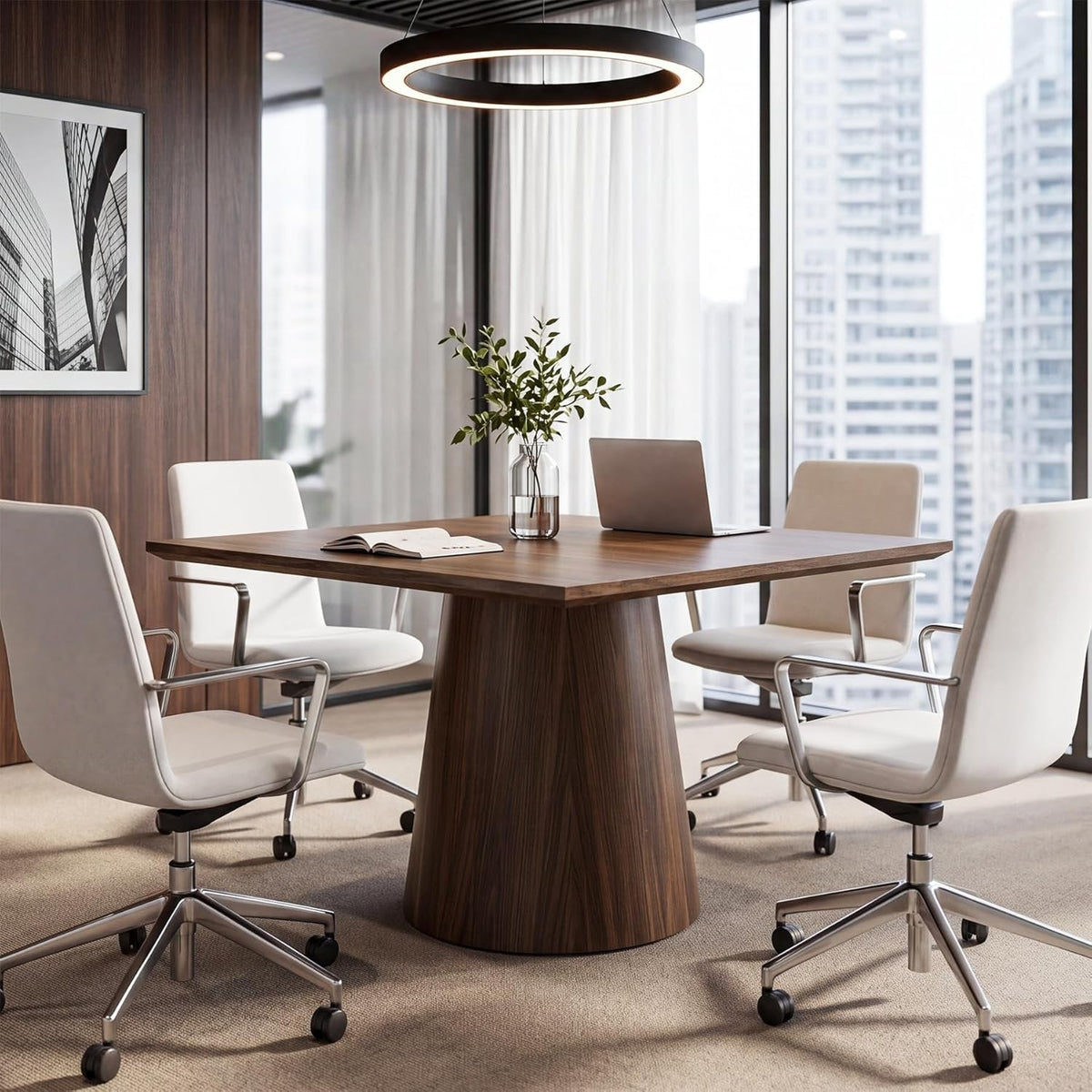 31.5" Square Conference Table, Small Meeting Room Table for 4 People