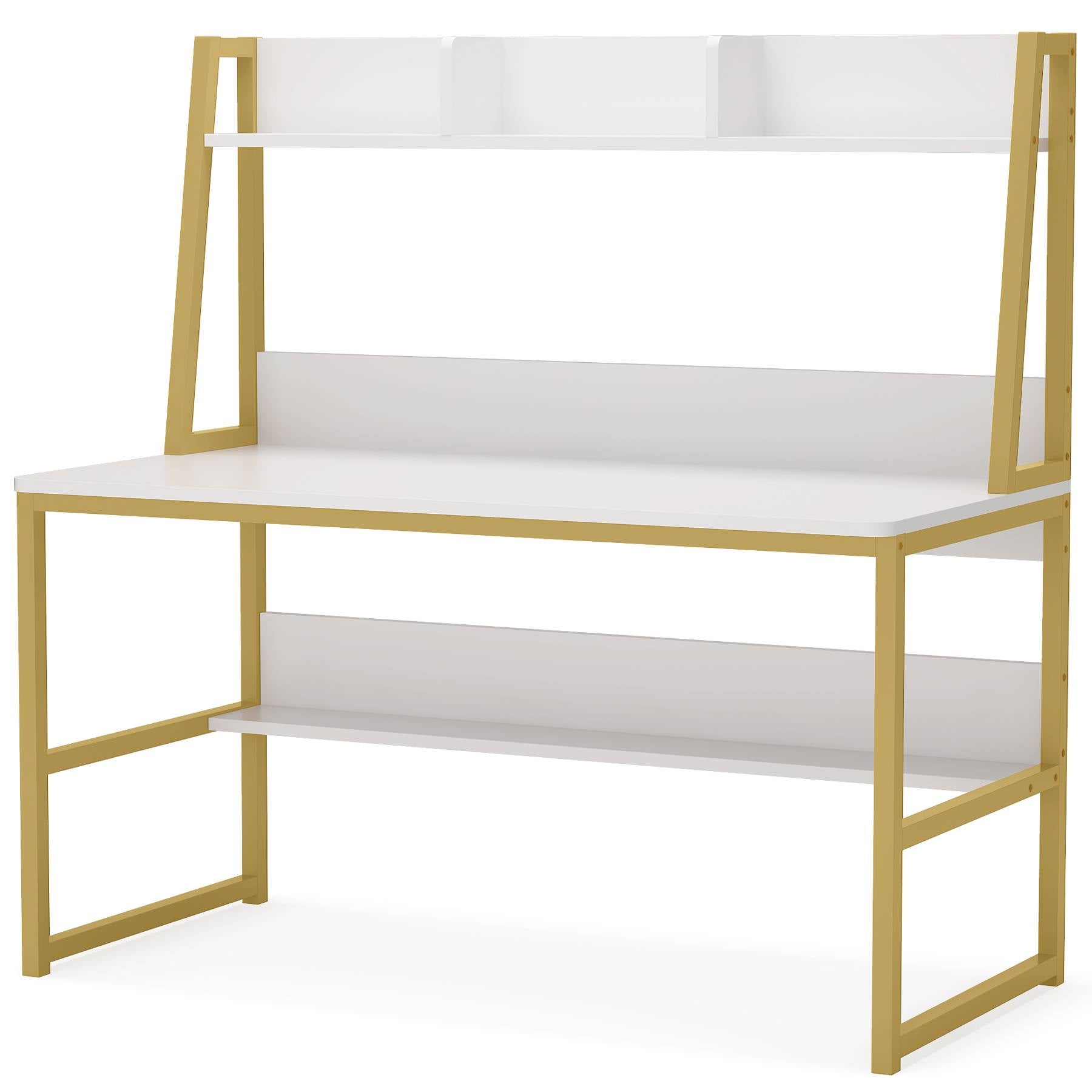 Tribesigns Computer Desk, Heavy Duty Writing Desk with Hutch & Bookshelf Tribesigns