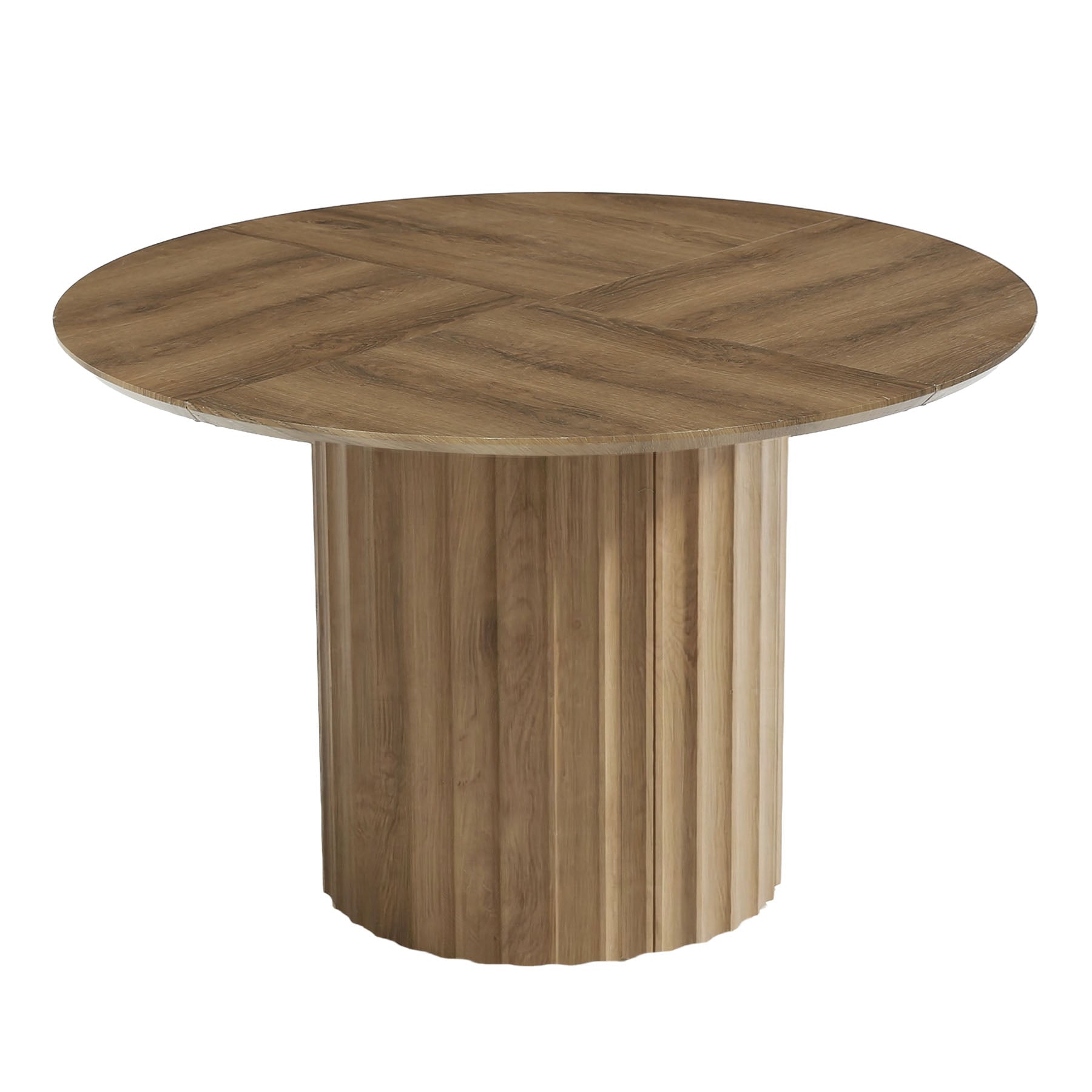 47" Round Dining Table for 4-6, Modern Kitchen Table with Fluted Pedestal Base for Dining Room