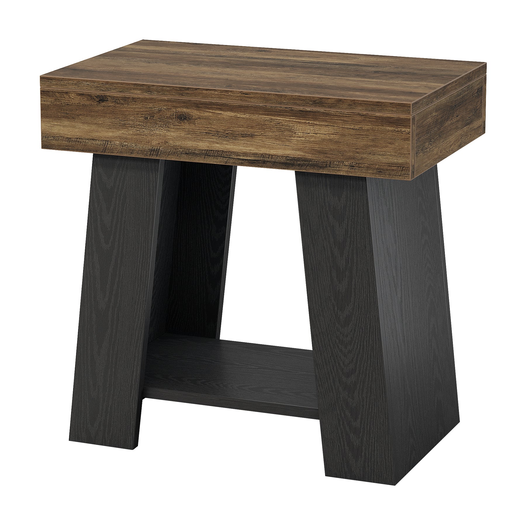 Tribesigns 23.62” Small 2-Tier End Table with Storage Shelf, Two-Tone Farmhouse Side Table