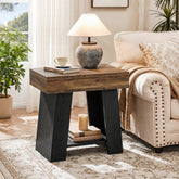Tribesigns 23.62” Small 2-Tier End Table with Storage Shelf, Two-Tone Farmhouse Side Table 3