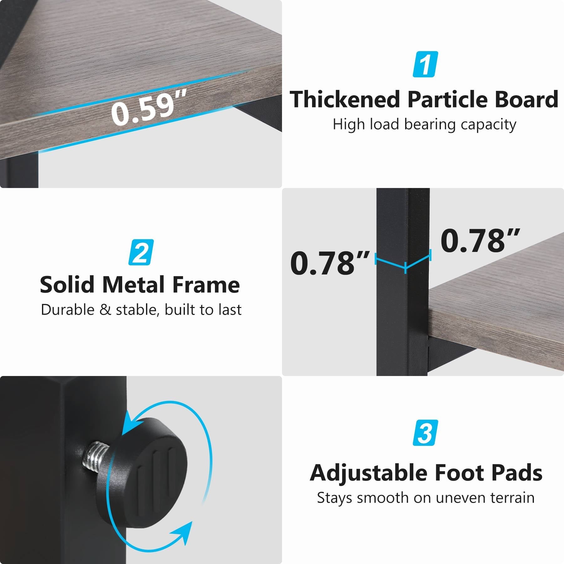 Industrial Bookshelf, 70" Bookcase with 8 Open Storage Shelf