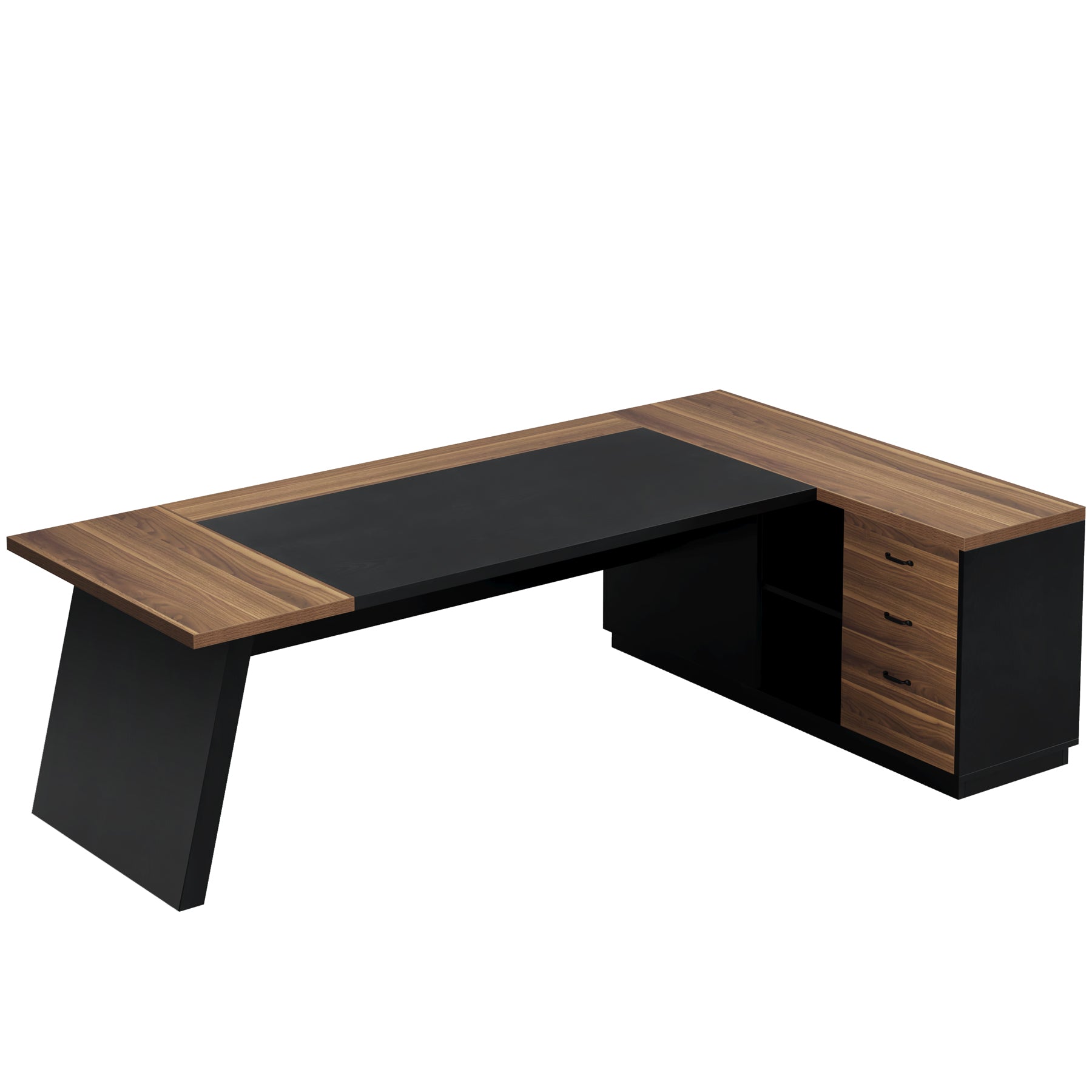 L-Shaped Executive Desk, 78" Office Desk with Drawers and Lateral File Cabinet