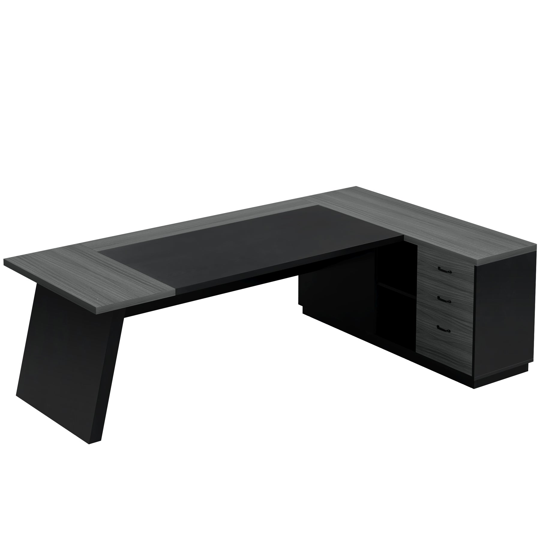 L-Shaped Executive Desk, 78" Office Desk with Drawers and Lateral File Cabinet