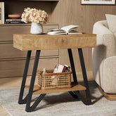 Narrow End Table,Couch Arm Side Table Nightstand with Storage Shelves 3