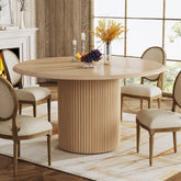 Round Dining Table, 47.24" Farmhouse Kitchen Table with Metal Base for 4 3