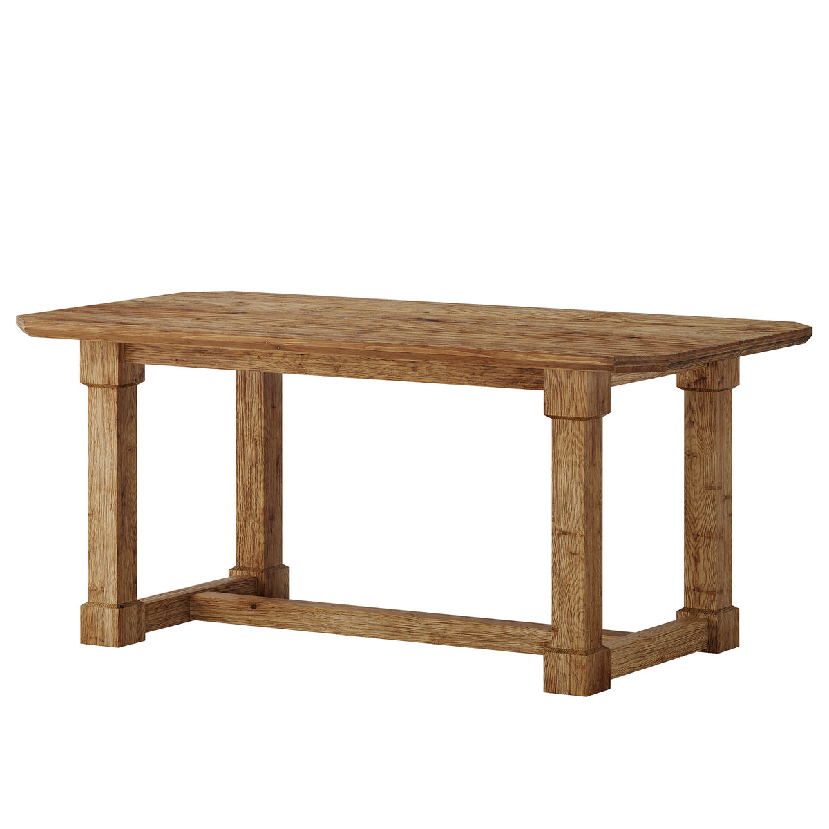 63" Solid Wood Executive Desk, Wooden Office Computer Desk with Thick Top & Sturdy Legs