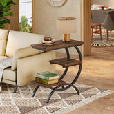 C - Shaped End Table, Industrial 3 - Tier Side Table for Small Space Tribesigns 3