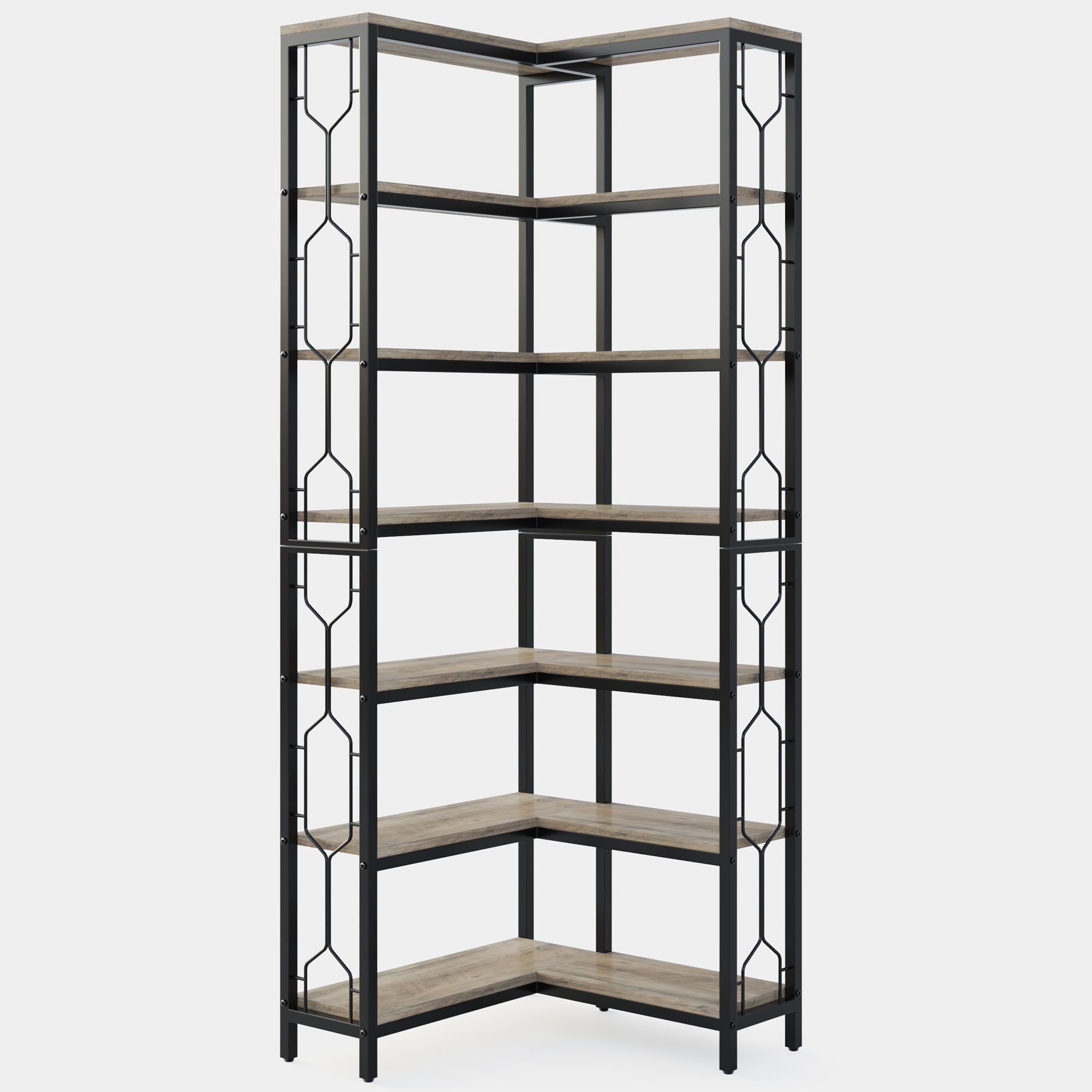 Corner Bookshelf, 7-Tier Industrial Corner Etagere Bookcase Tribesigns