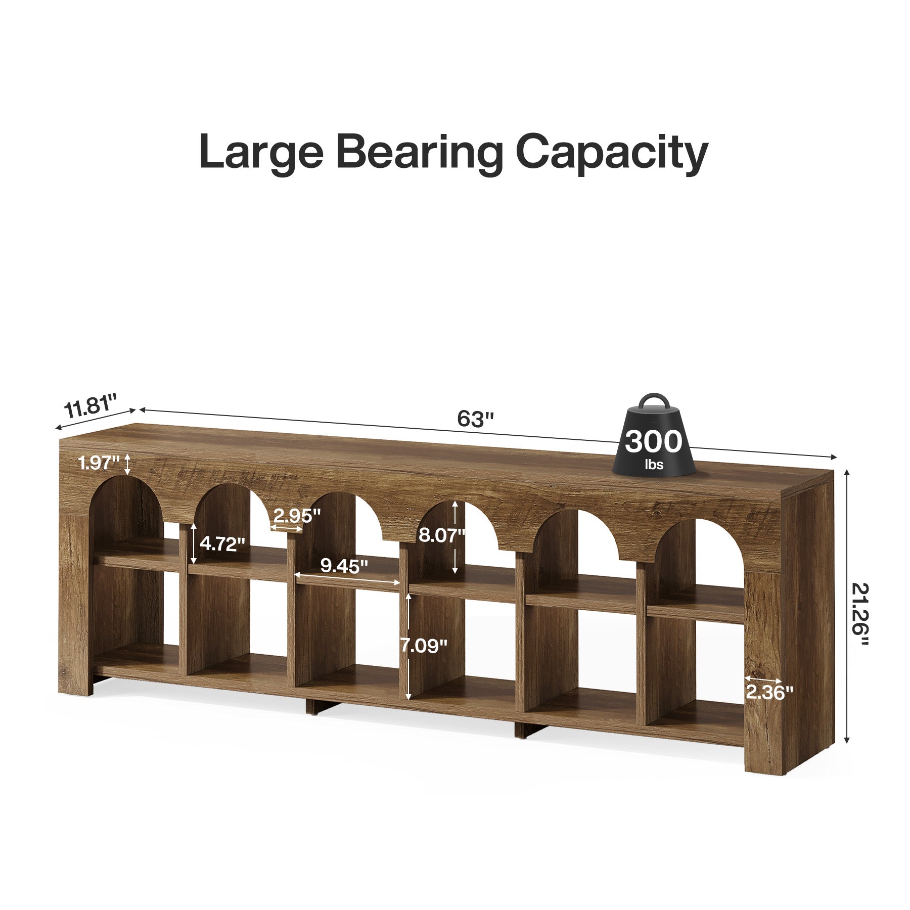 63" Entryway Bench with Shoe Storage, Farmhouse Bench with 12 Cubbies