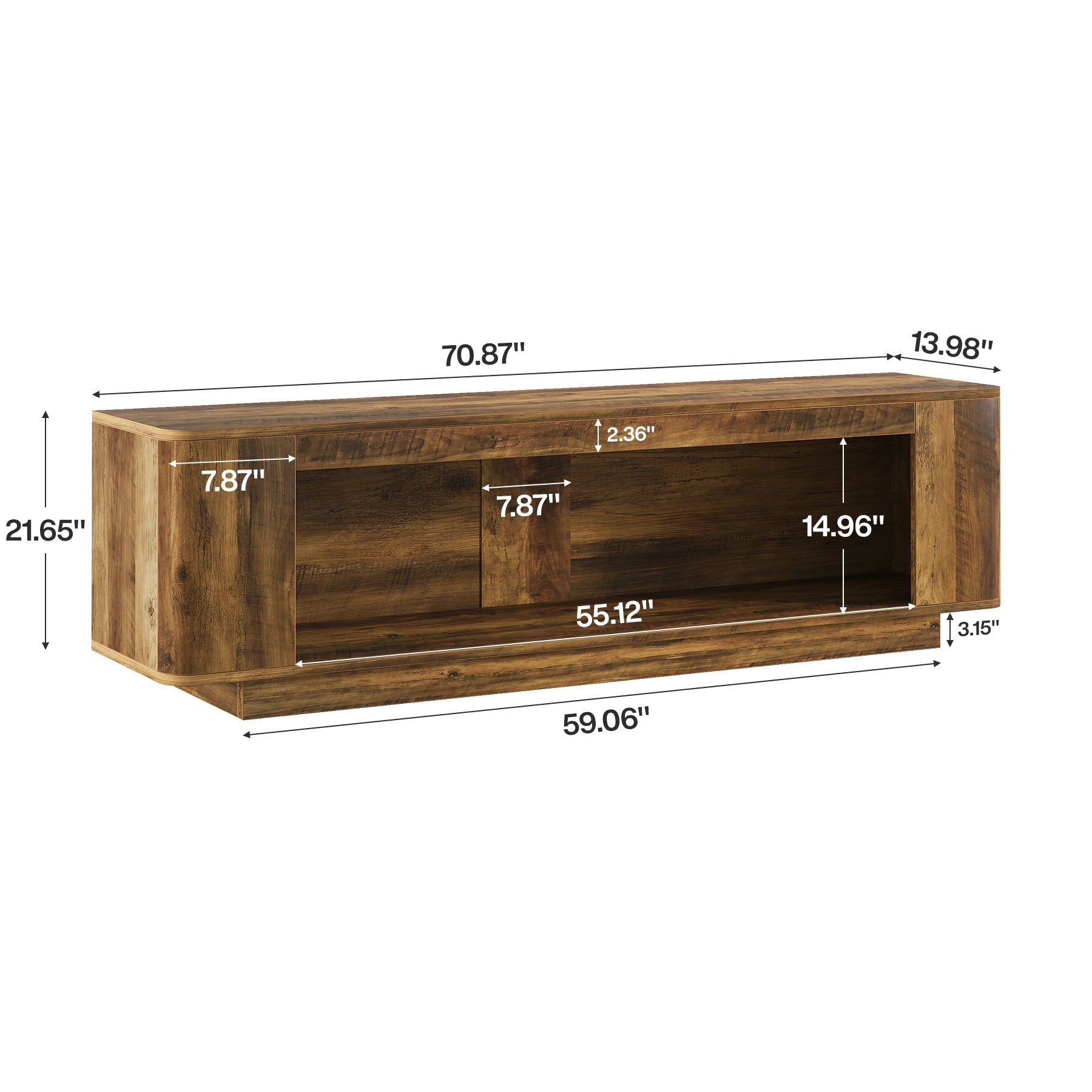 70.9" TV Stand, Entertainment Center with LED Light Strip for 65/70/75/80" TVs