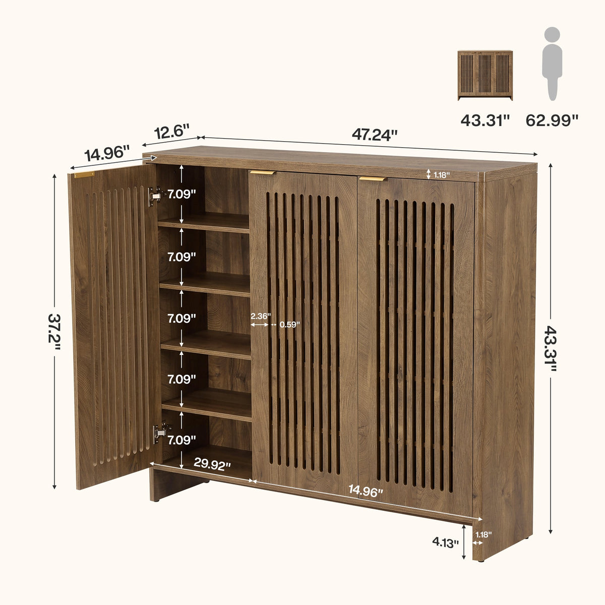 47" Buffet Cabinet with Storage, Sideboard Cabinet with Adjustable Shelves for Dining Room