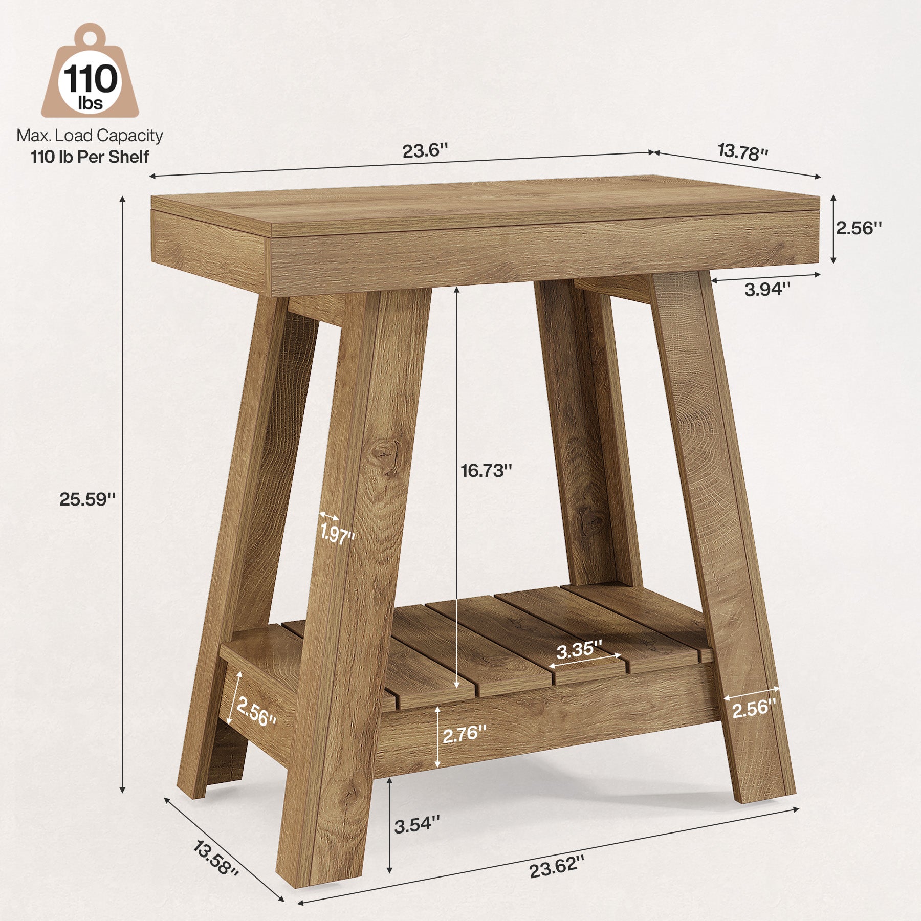 2-Tier  End Table, Small Sofa Side Table Slim Nightstand with Storage for Living Room