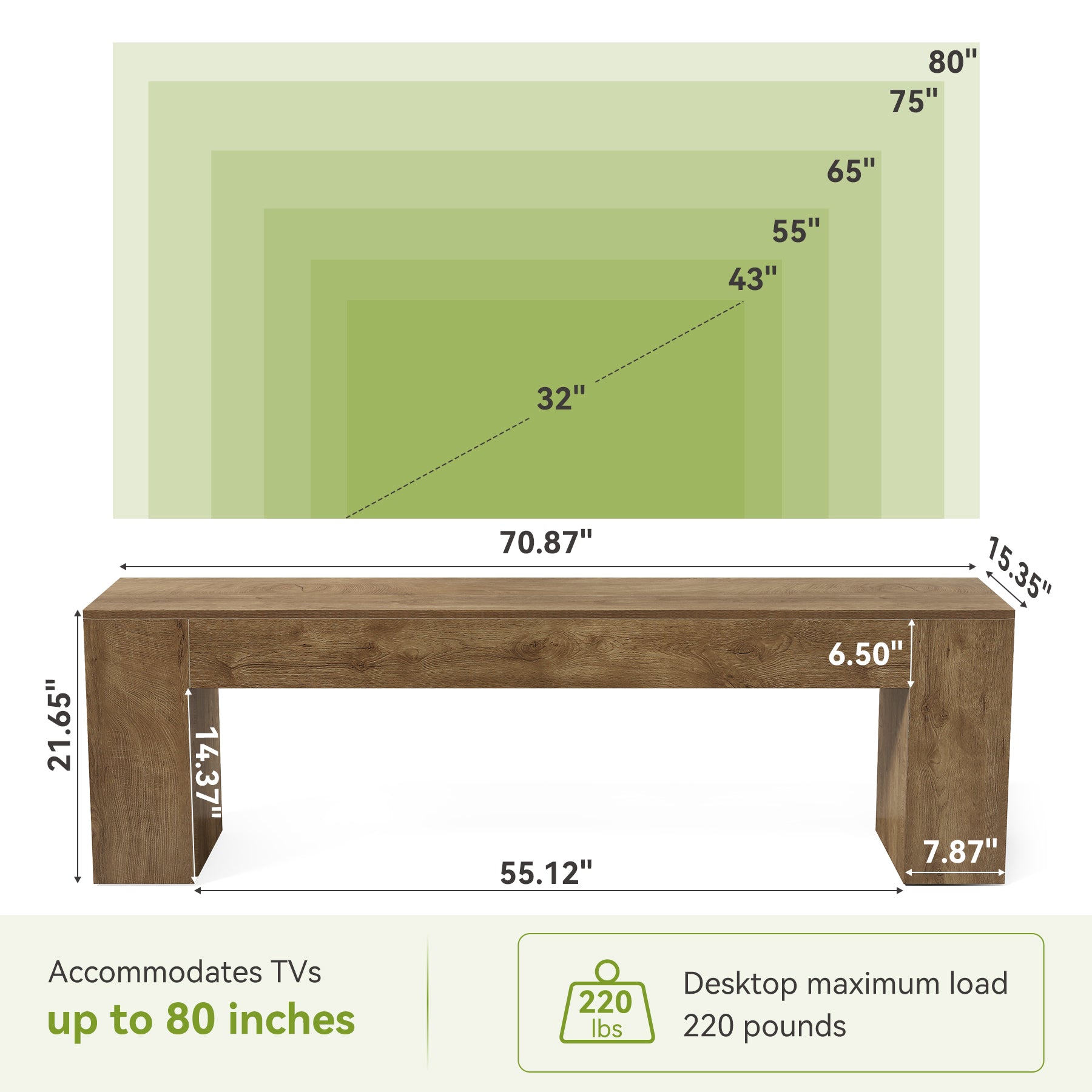 70.8" TV Stand, Low Entertainment Center TV Console for TVs Up to 80"