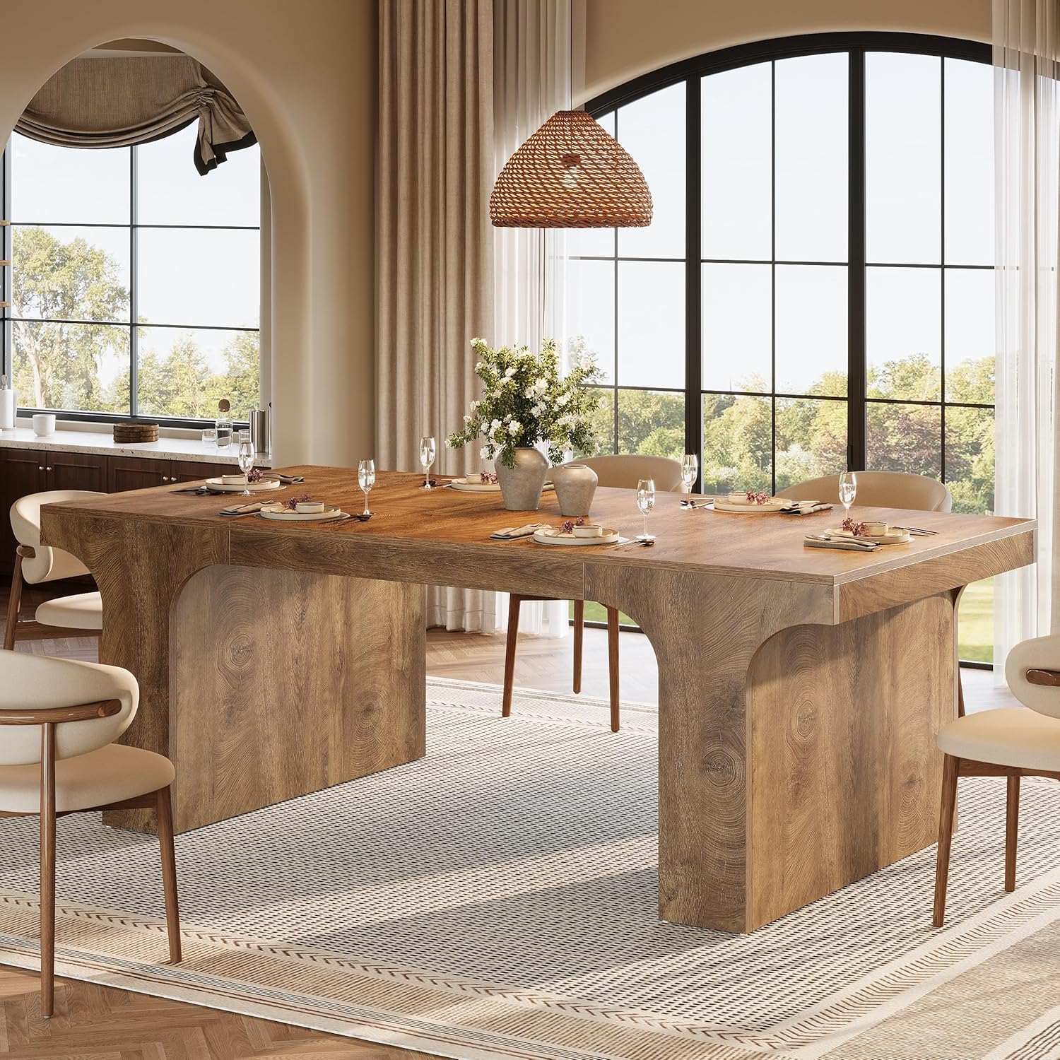 Farmhouse Dining Table, 70.87" Rectangular Kitchen Dining Table for 6 - 8 People Tribesigns