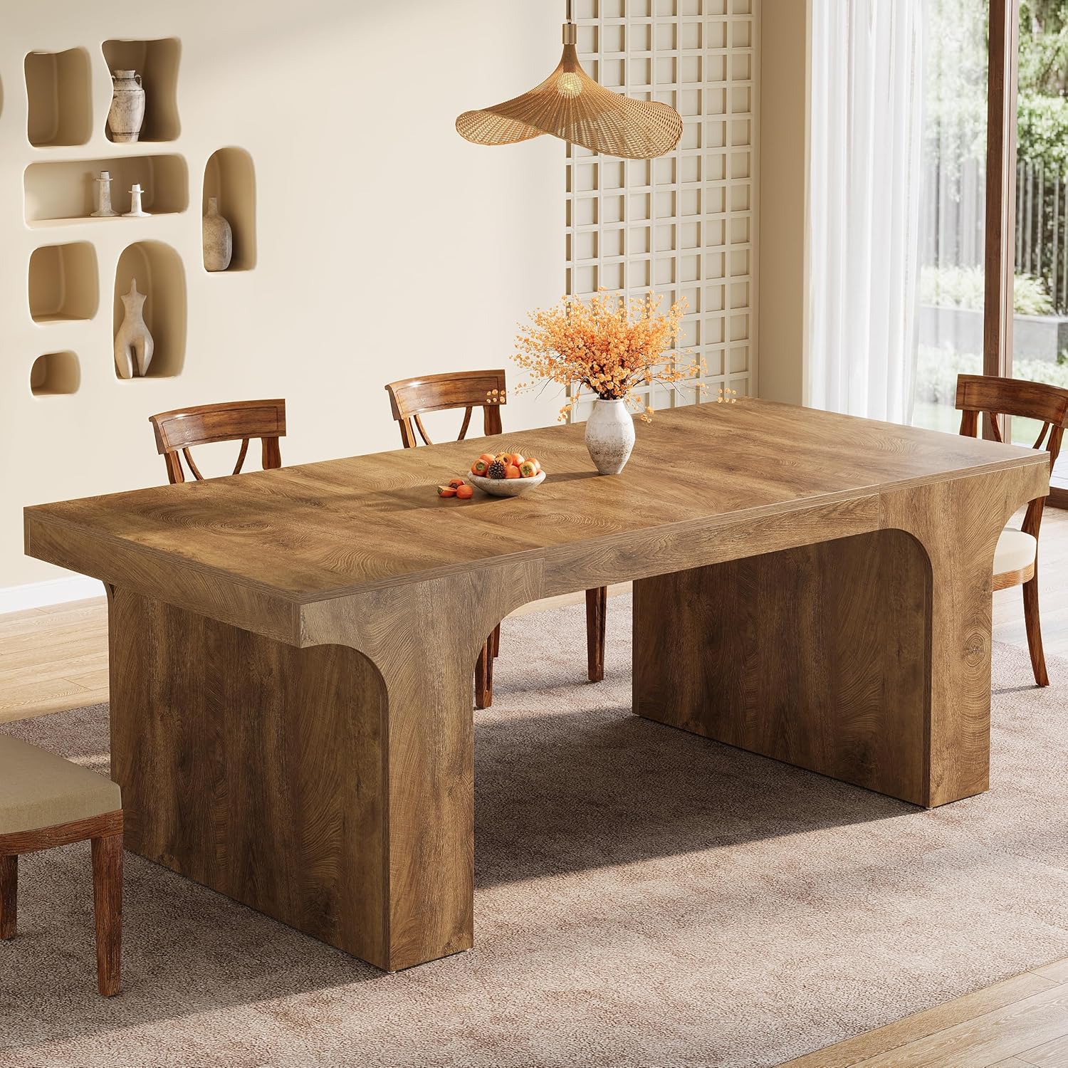 Farmhouse Dining Table, 70.87" Rectangular Kitchen Dining Table for 6 - 8 People Tribesigns
