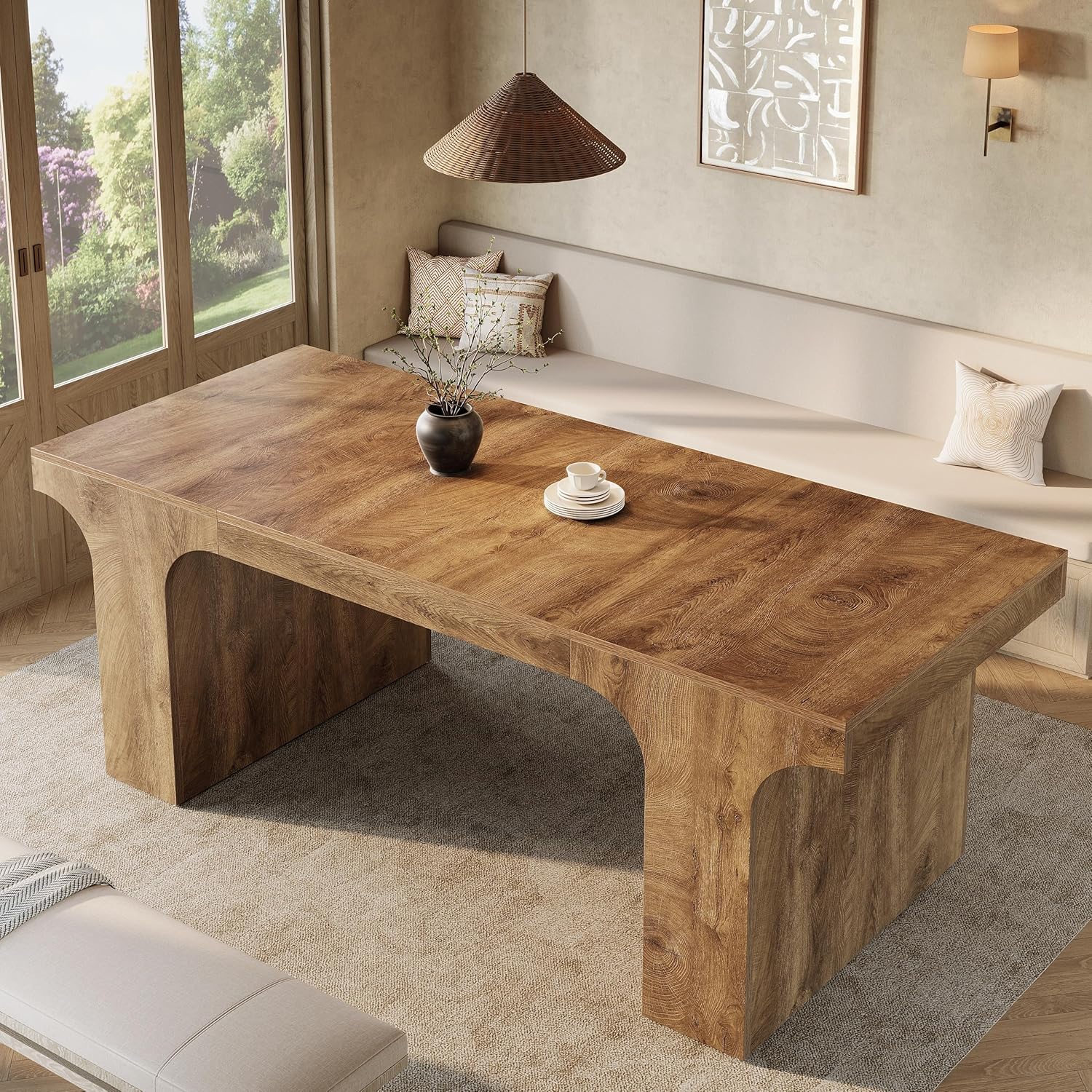Farmhouse Dining Table, 70.87" Rectangular Kitchen Dining Table for 6 - 8 People Tribesigns