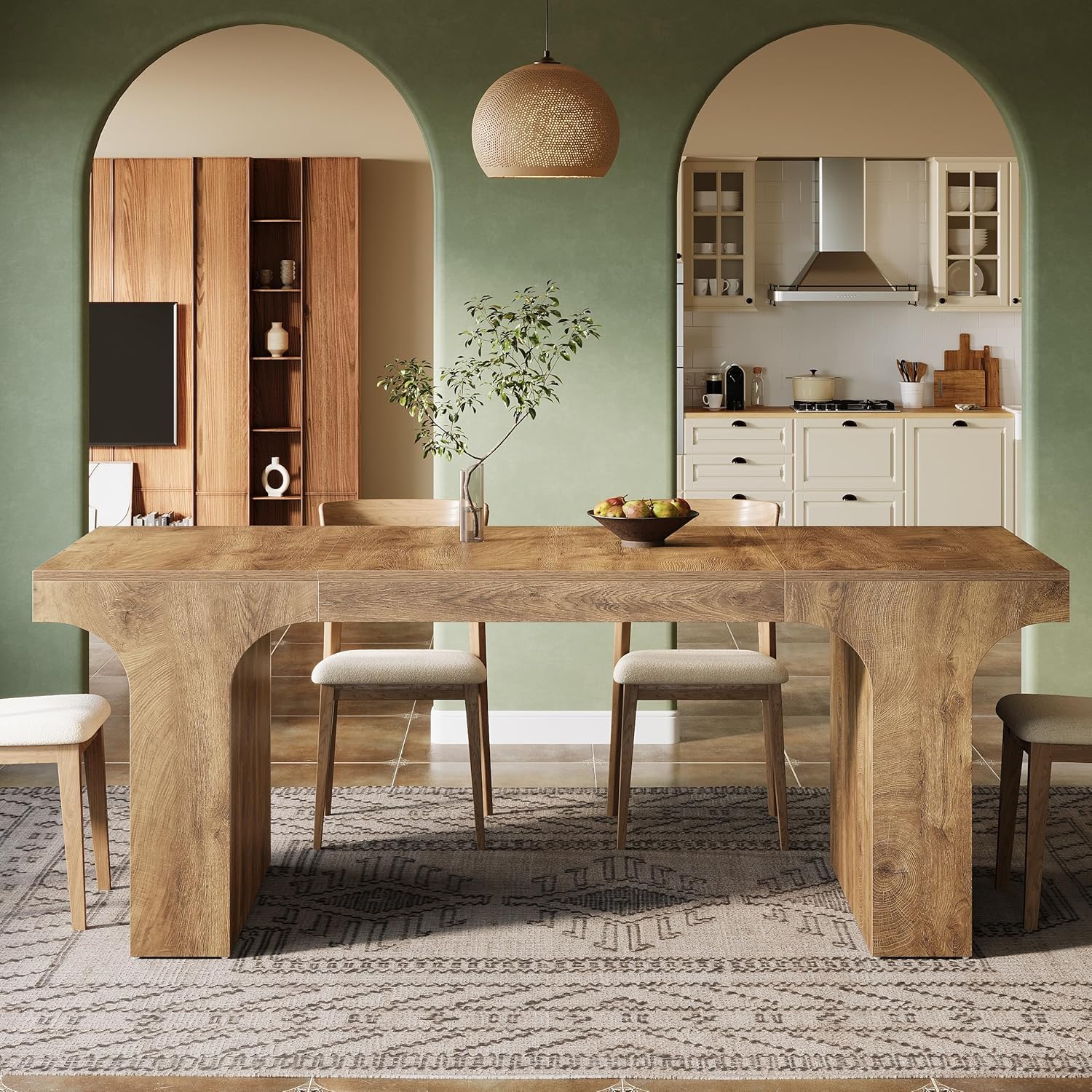Farmhouse Dining Table, 70.87" Rectangular Kitchen Dining Table for 6 - 8 People Tribesigns
