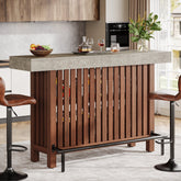 Home Bar Unit, Modern 2 - Tier Bar Table with Footrest Tribesigns 3