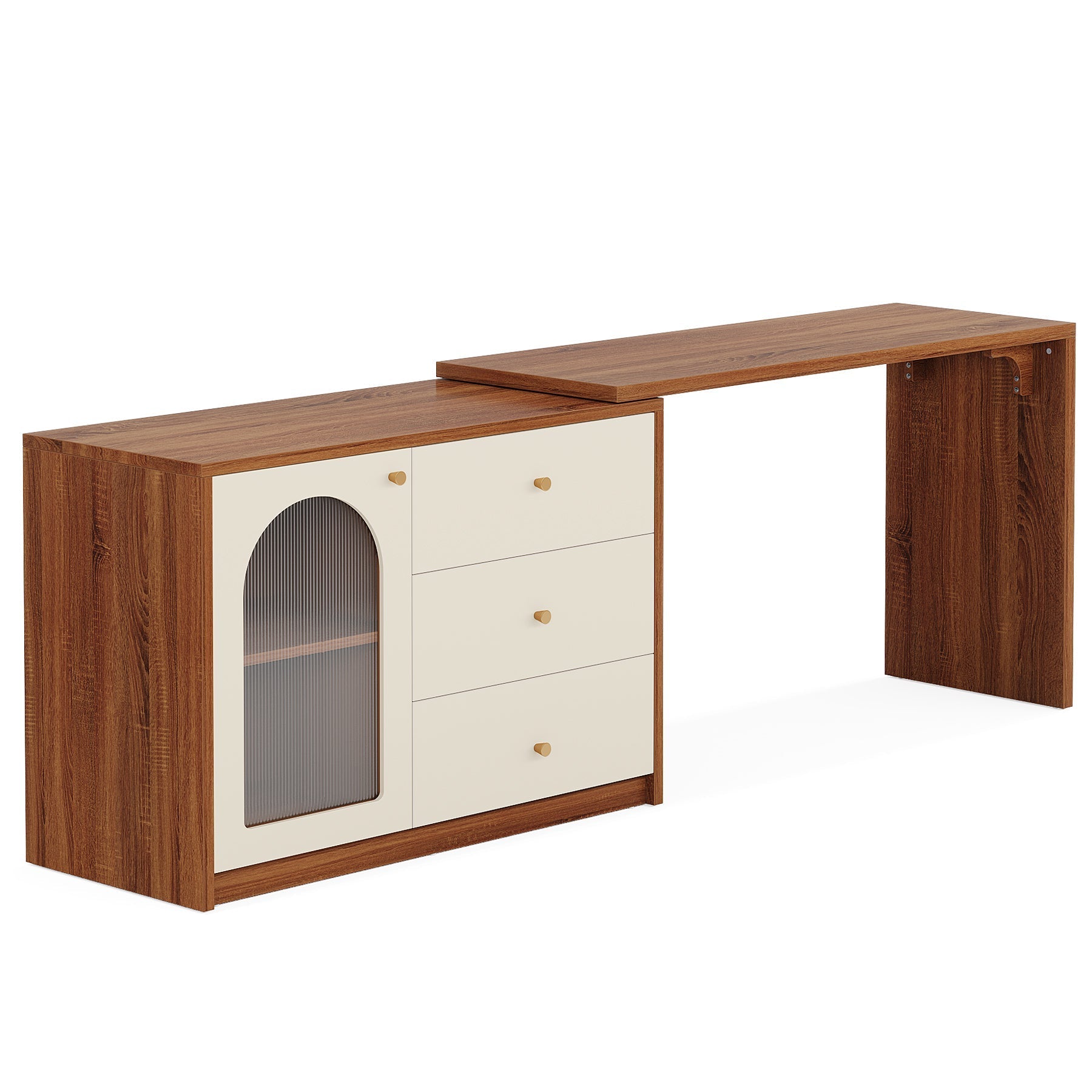 L - Shaped Computer Desk, Corner Office Desk with Reversible Storage Cabinet Tribesigns